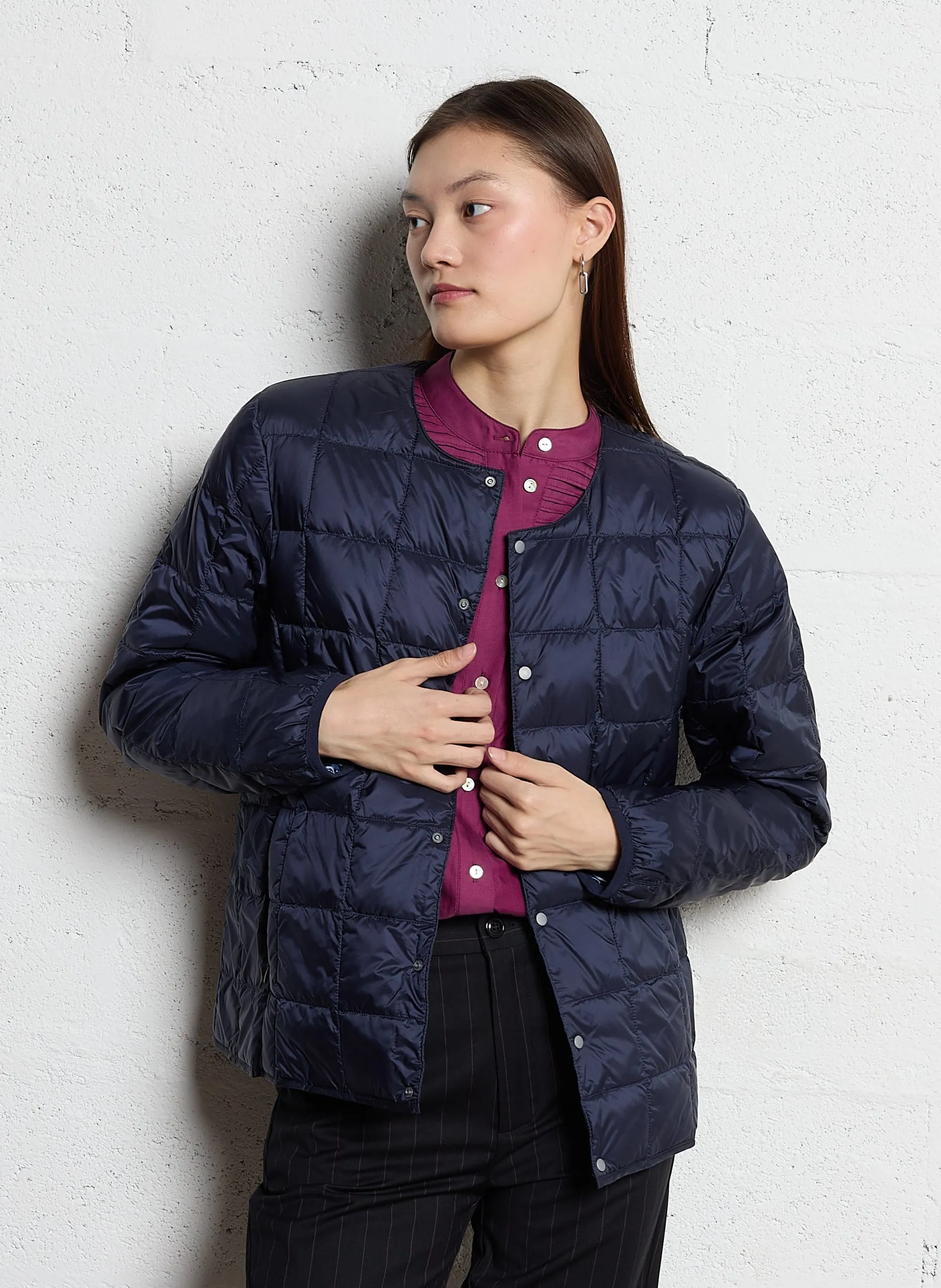 Veste col rond matelassée Bleu