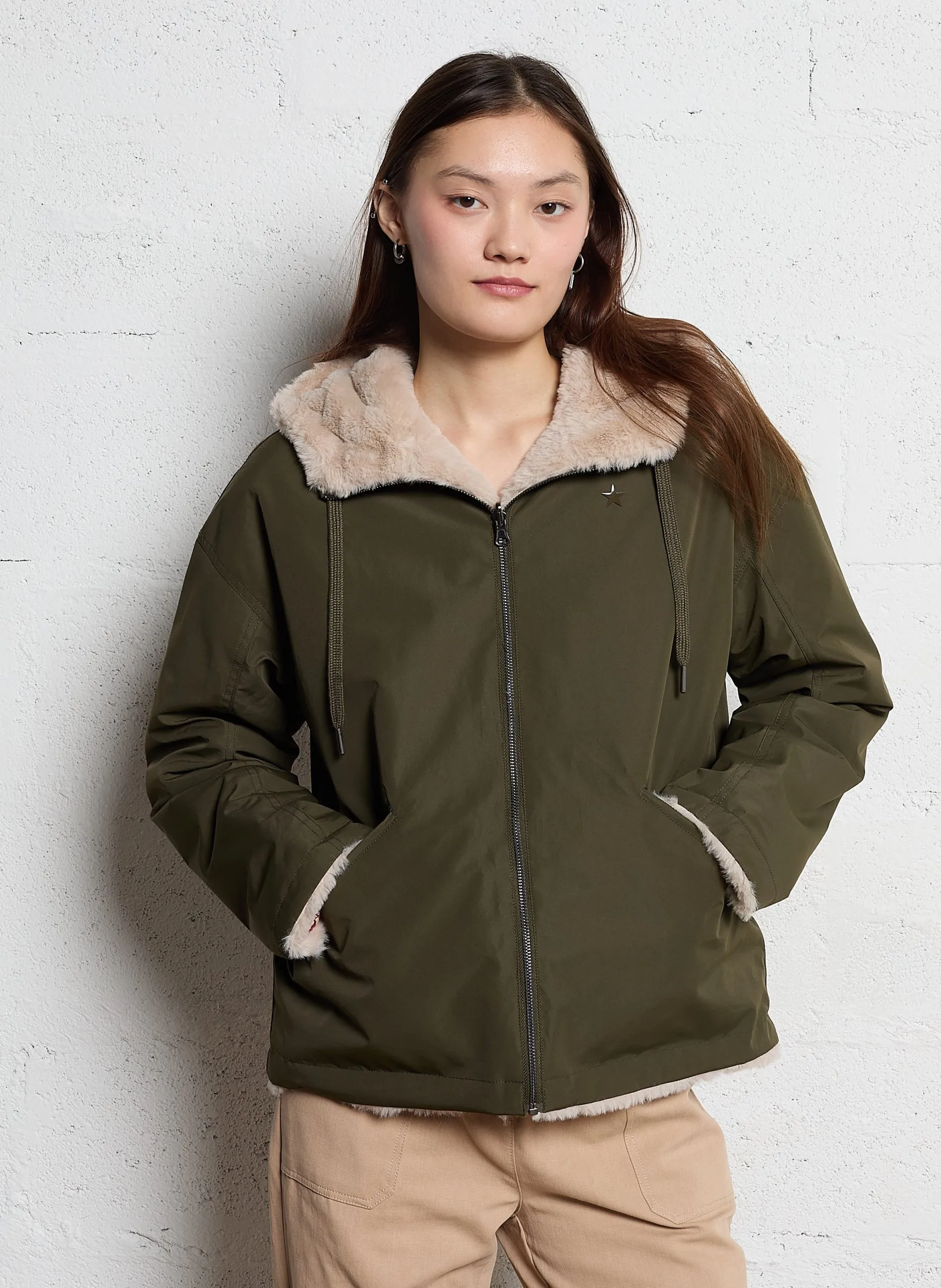 Parka courte réversible Vert VABARIA