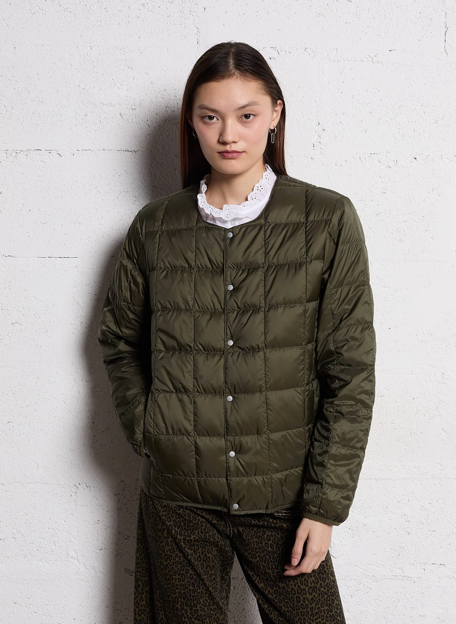 Veste col rond matelassée Kaki