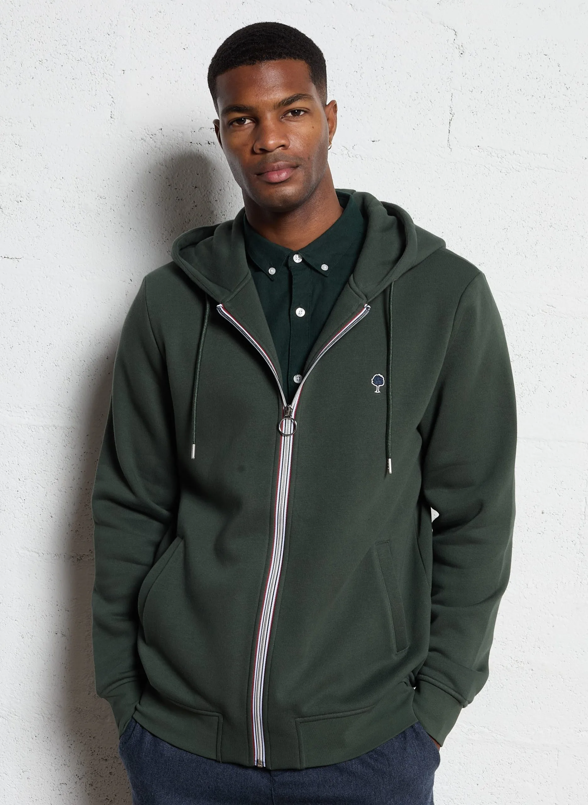 Sweat à capuche en coton mélangée Vert MESNIL