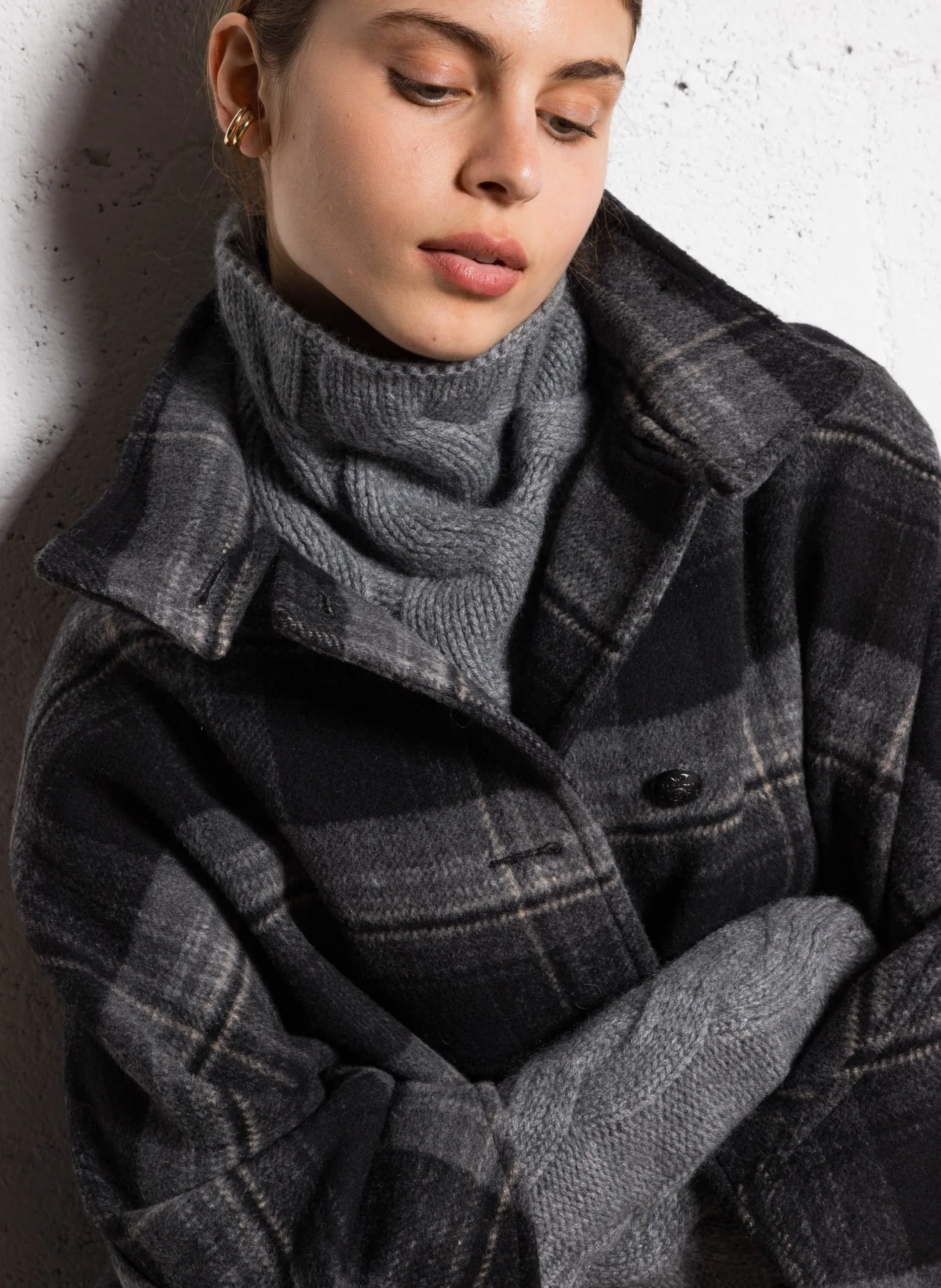 Col cache cou en cachemire Gris