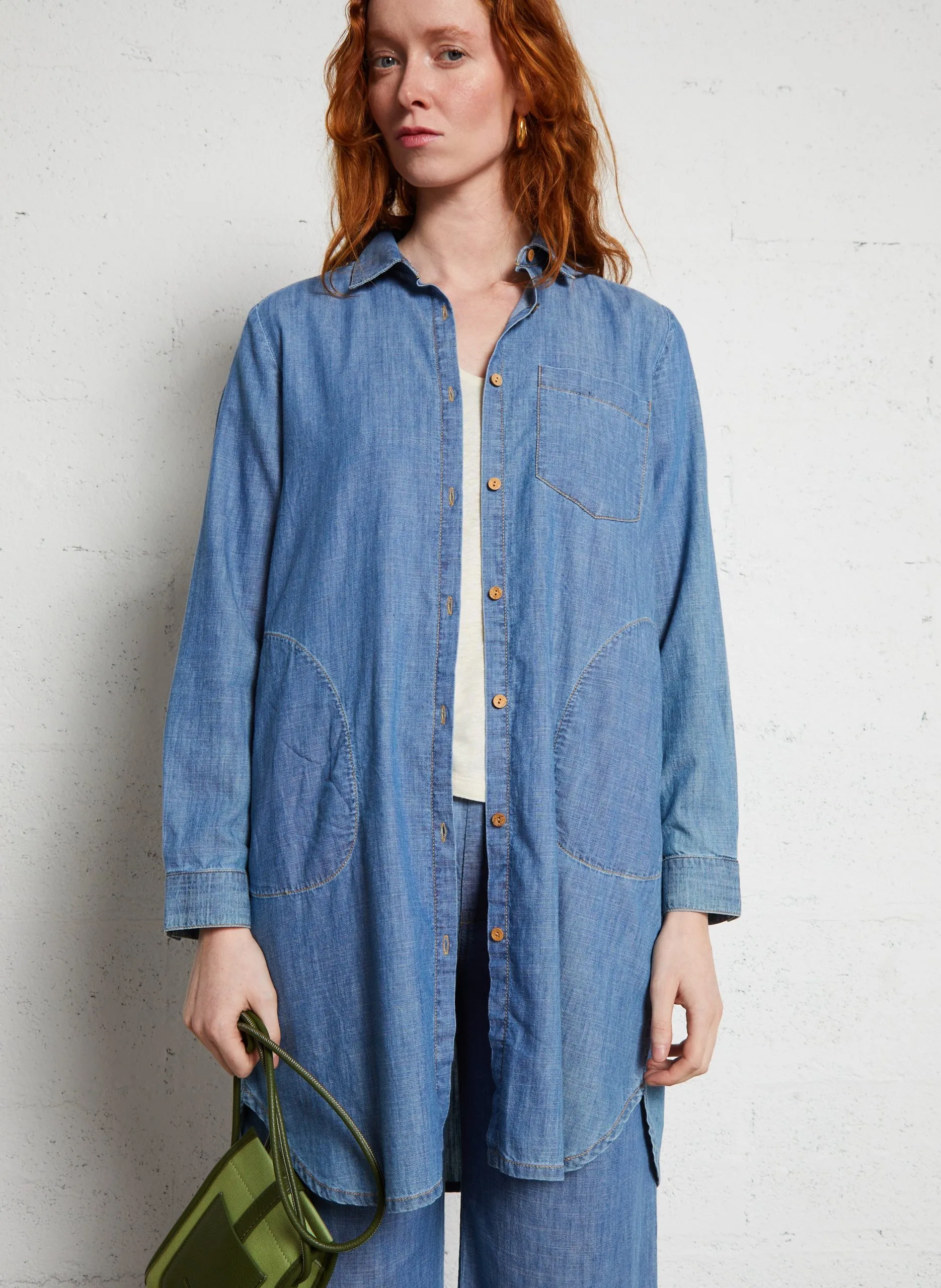 Robe chemise en jean Bleu