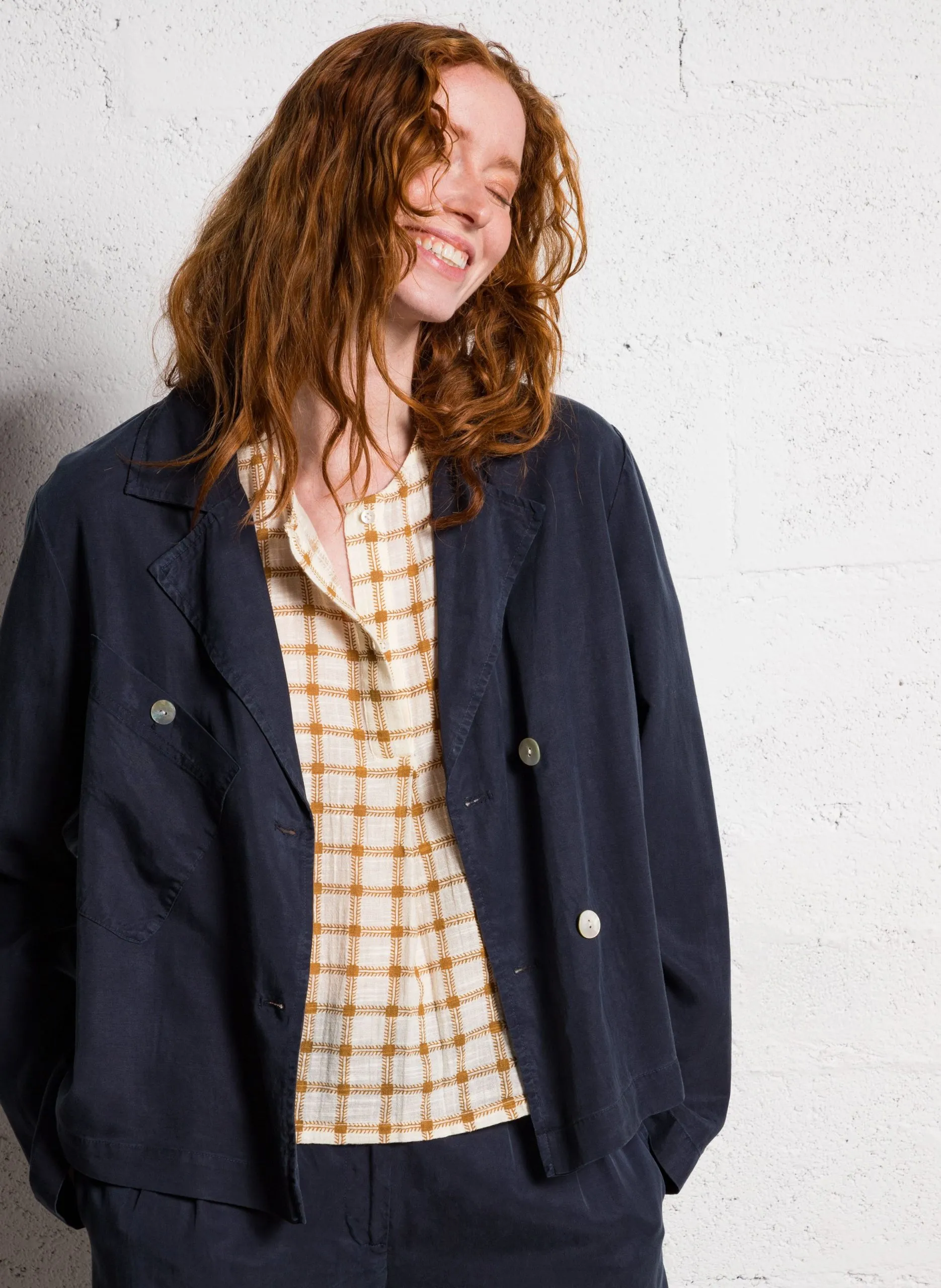 Blouse col tailleur Bleu