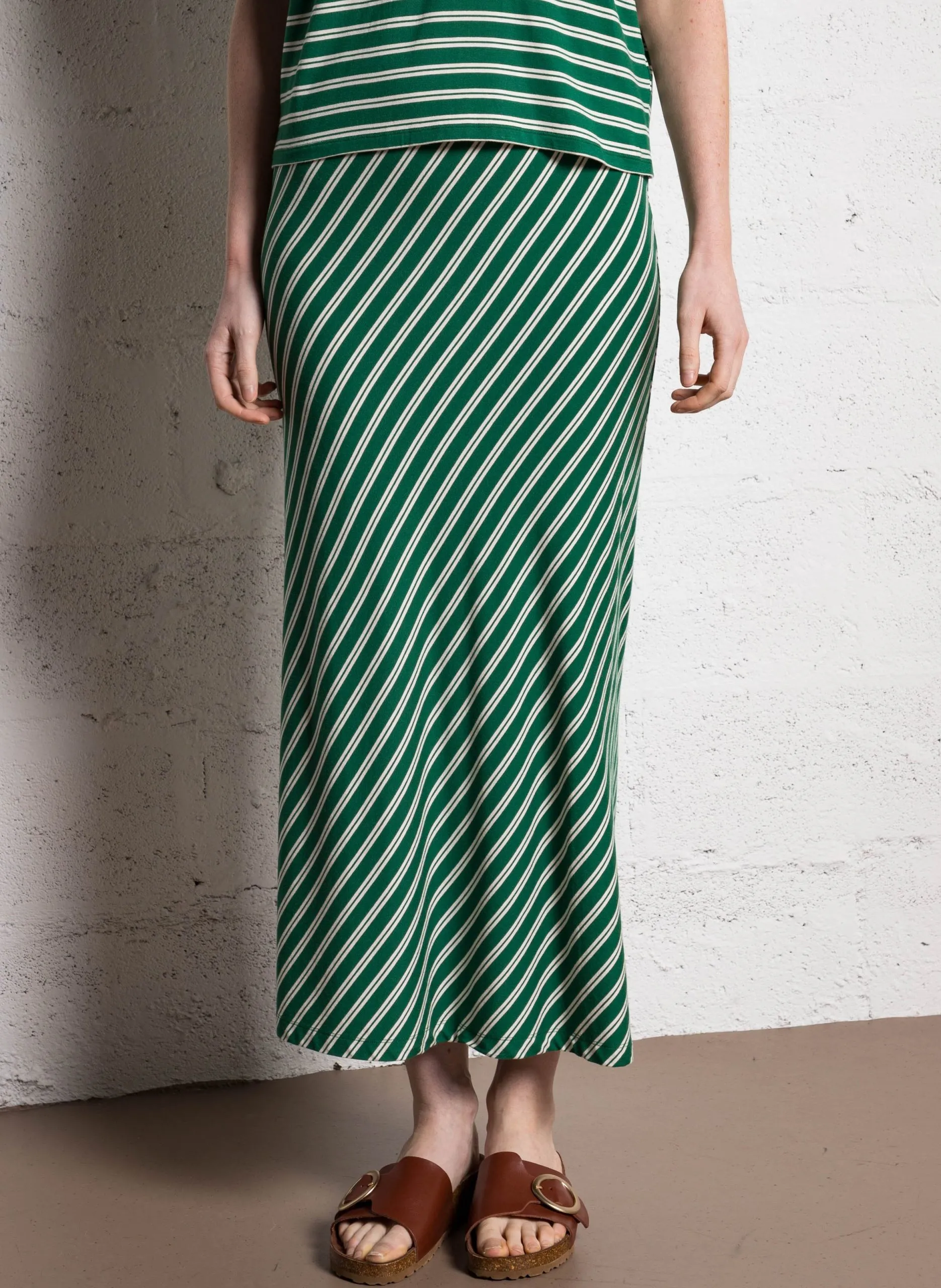 Jupe longue à rayures Vert