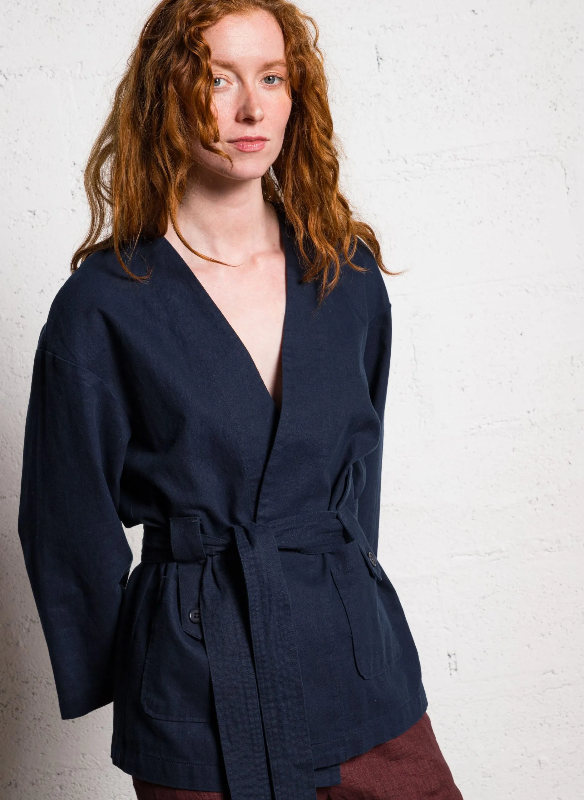 Veste oversize en lin mélangé Bleu