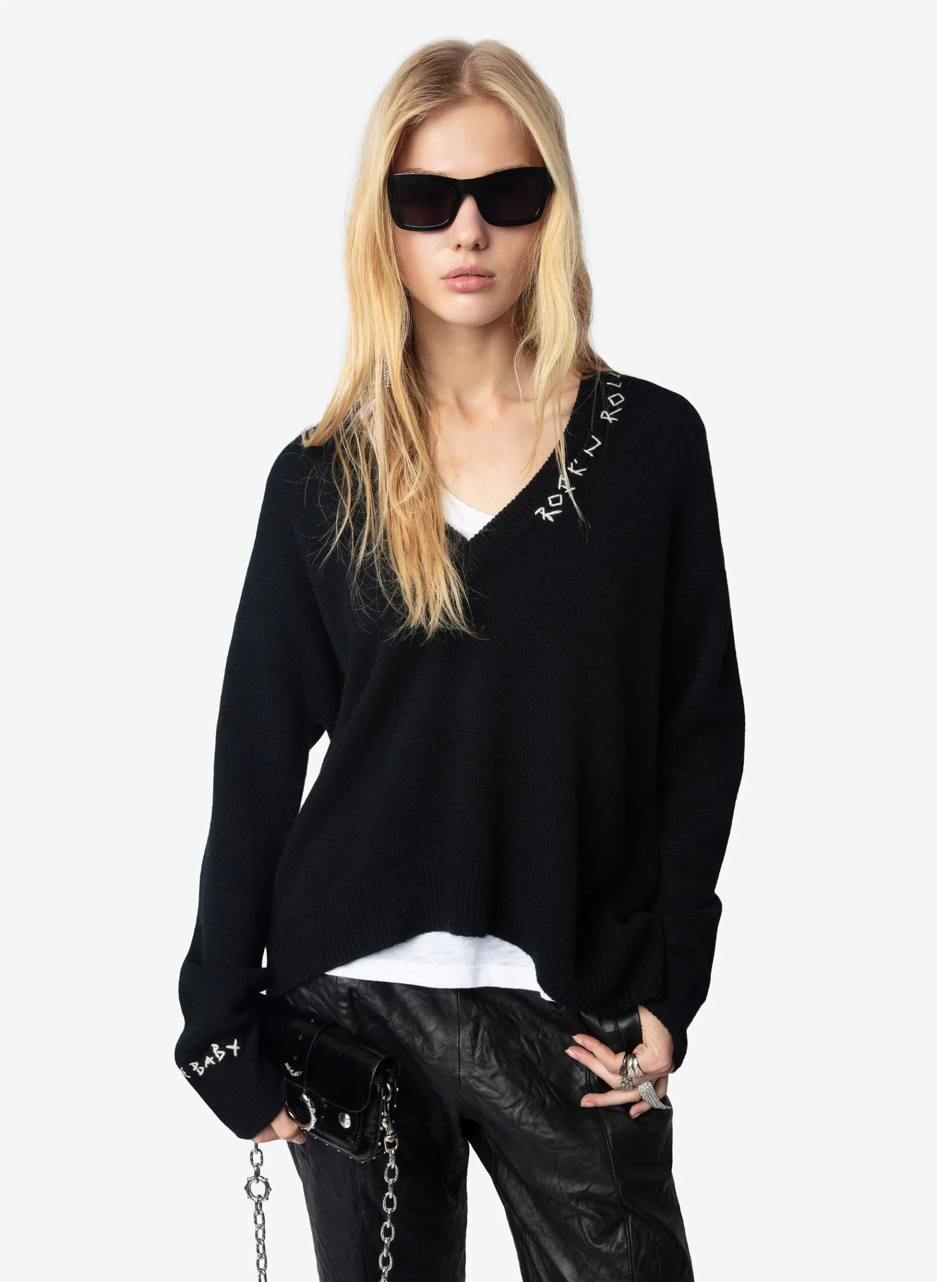 Pull oversize en cachemire Noir MIKY