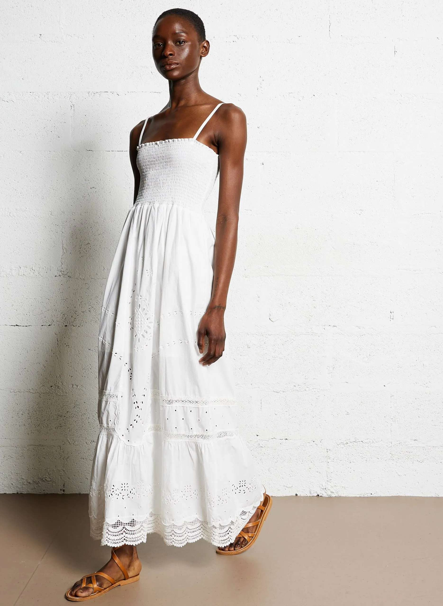 Robe midi en coton organique Blanc MARCIA