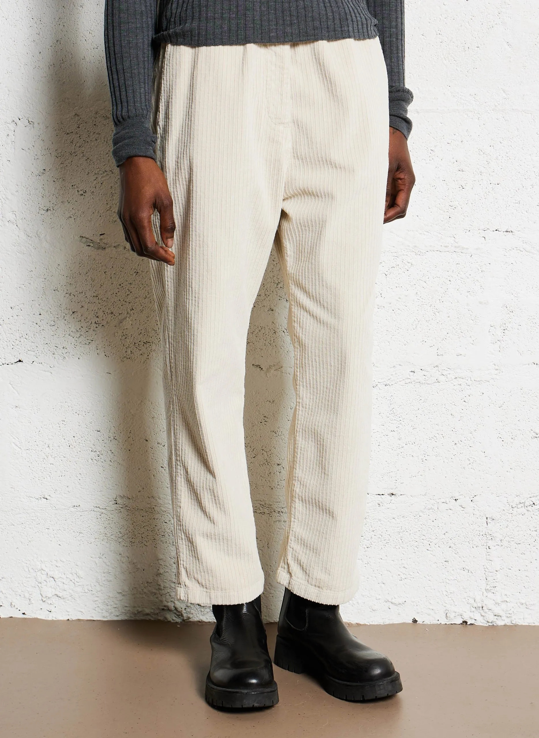 Pantalon droit en coton Beige RUSSEL