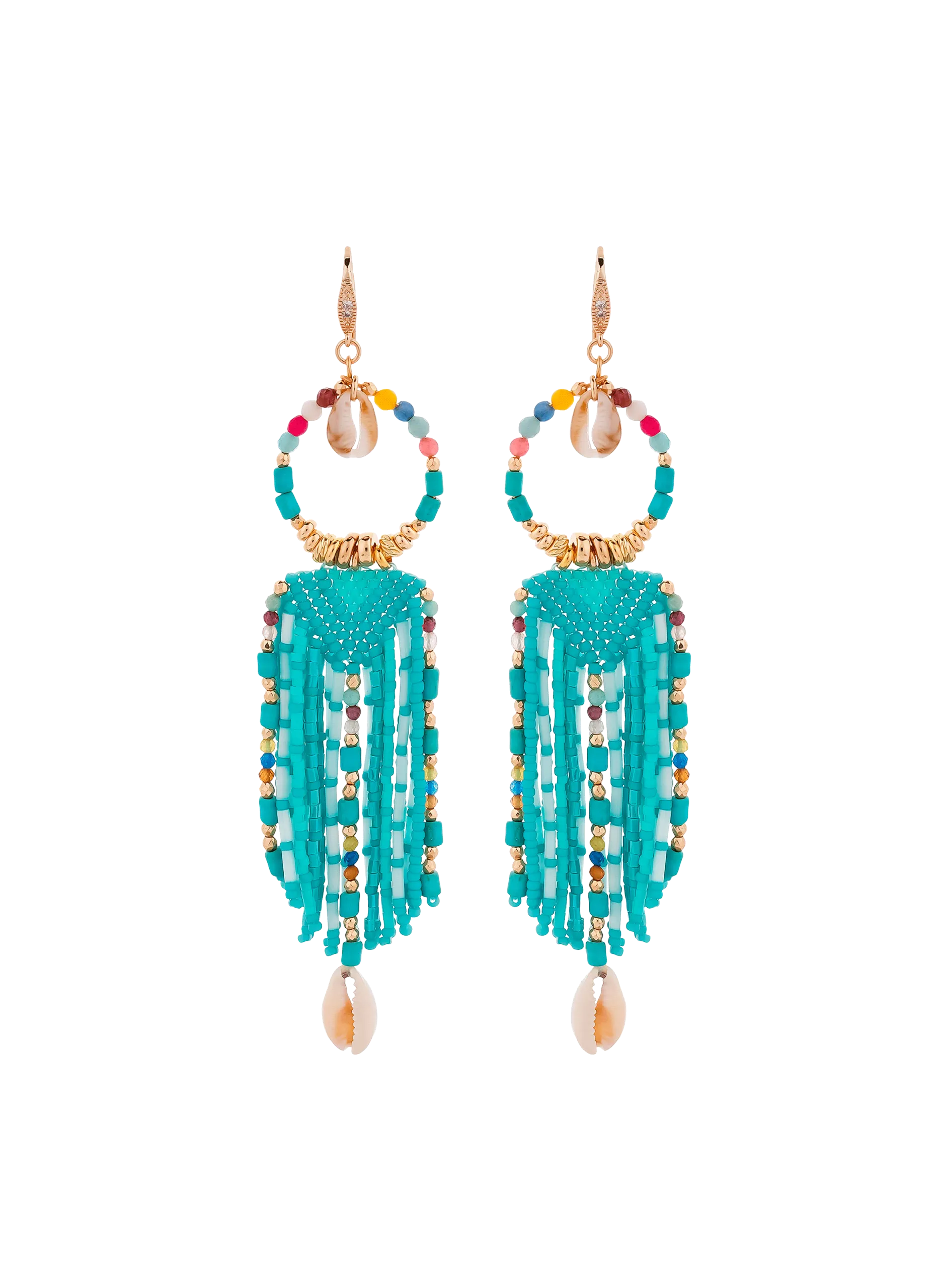 Boucles d'oreilles pendantes pour oreilles percées en perles Bleu KOUKARACHA