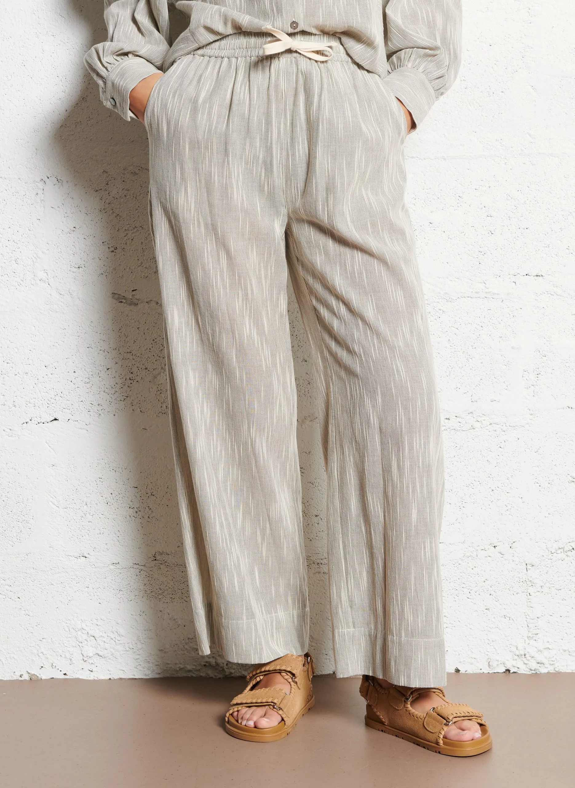 Pantalon large en coton bio imprimé Noir JORDAN