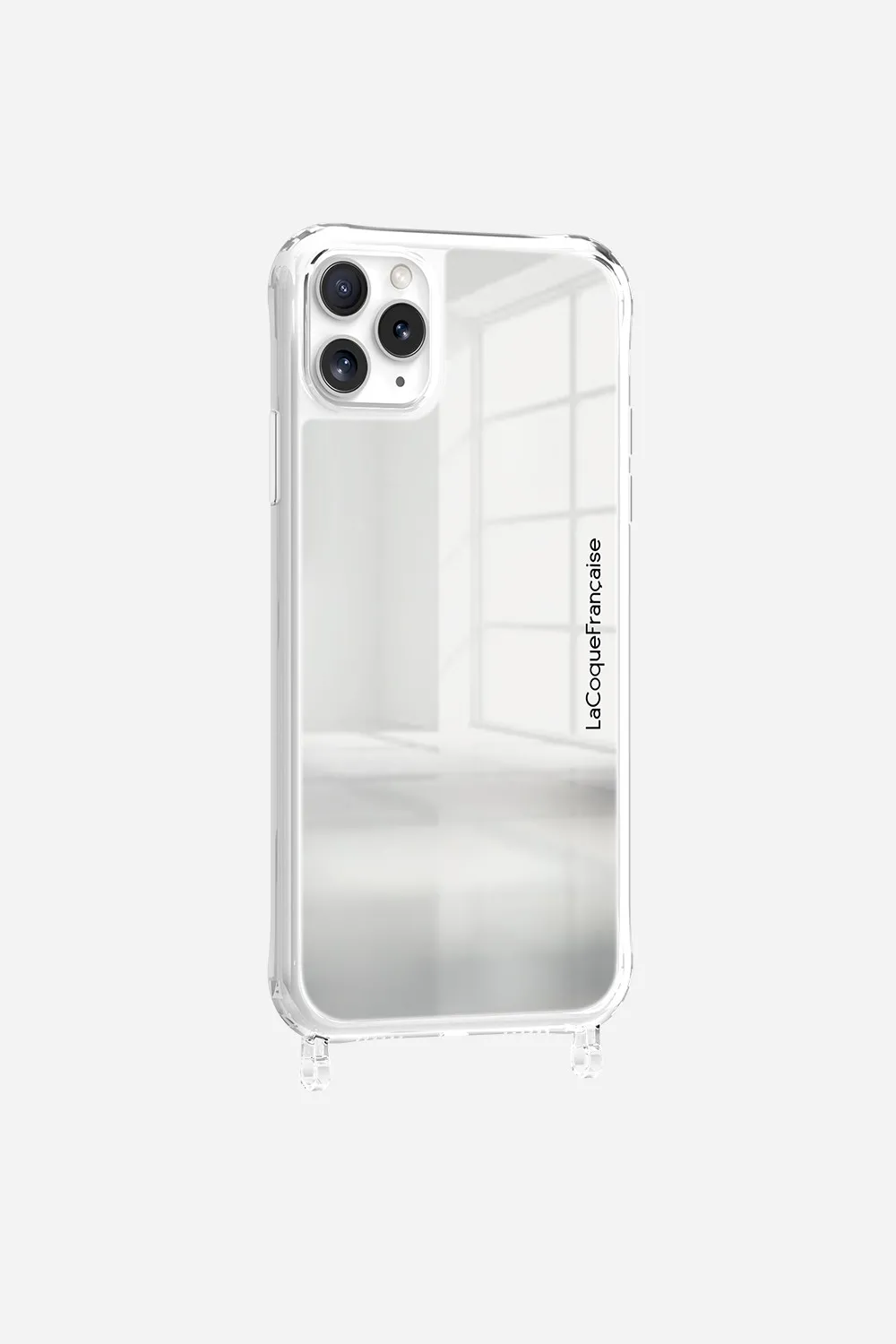 Coque de téléphone miroir avec anneaux pour iphone 11 pro max Argent