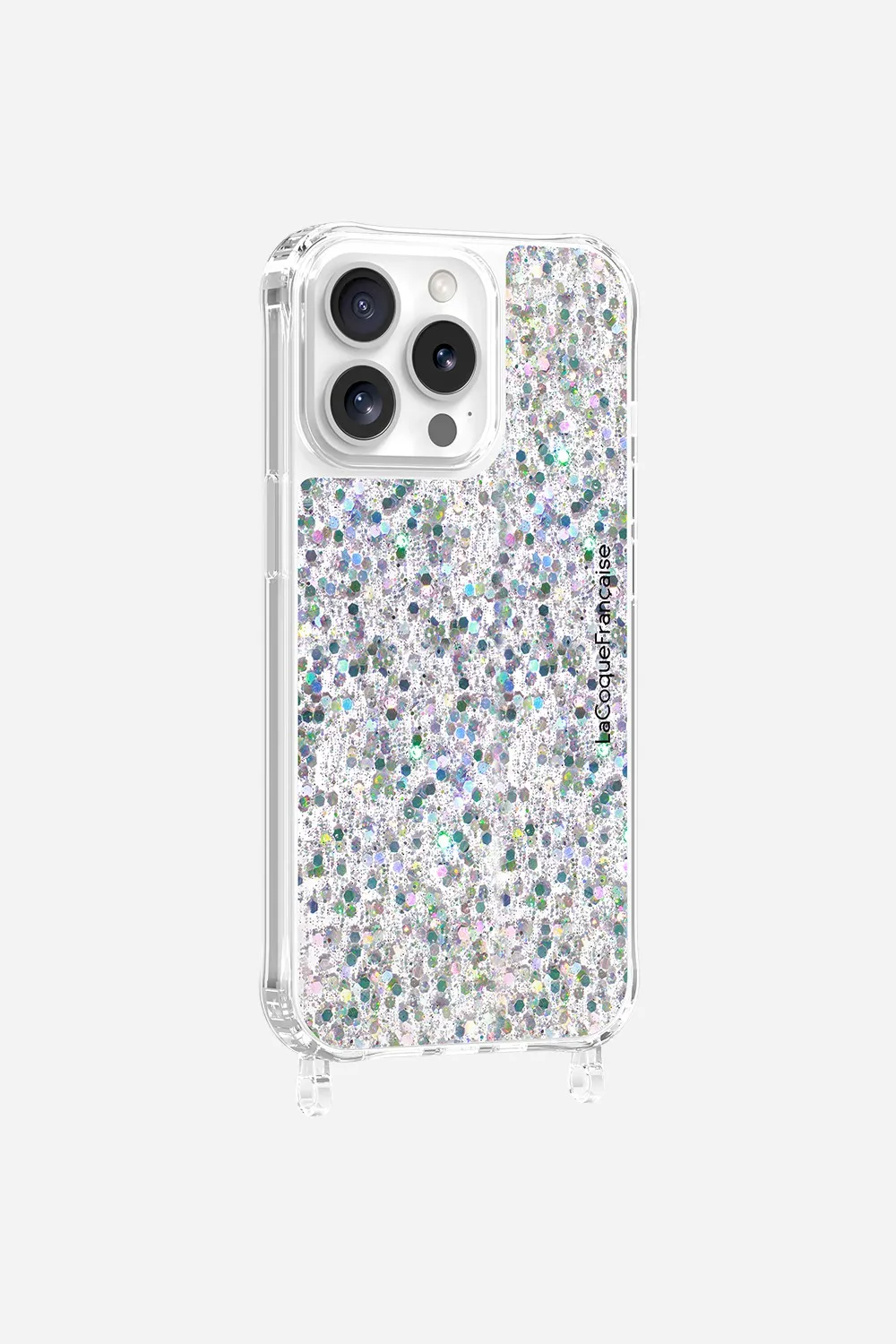 Coque de téléphone avec anneaux paillettes holographiques pour iphone 13 pro Argent