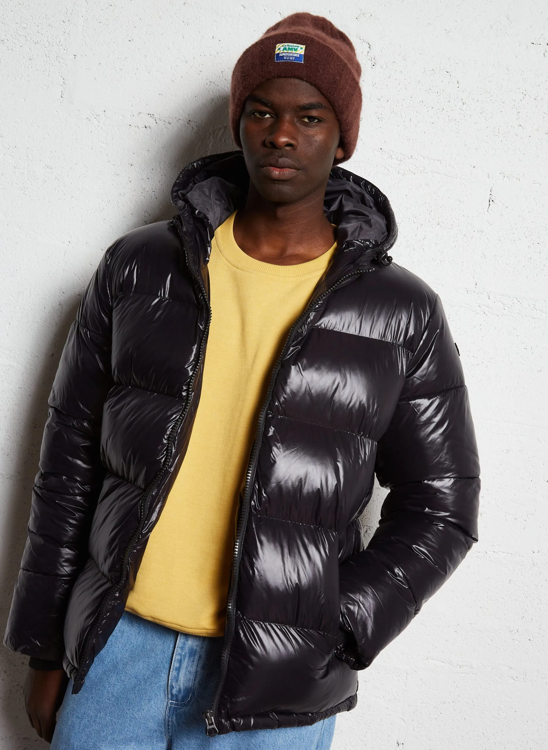 Doudoune à capuche matelassée Noir