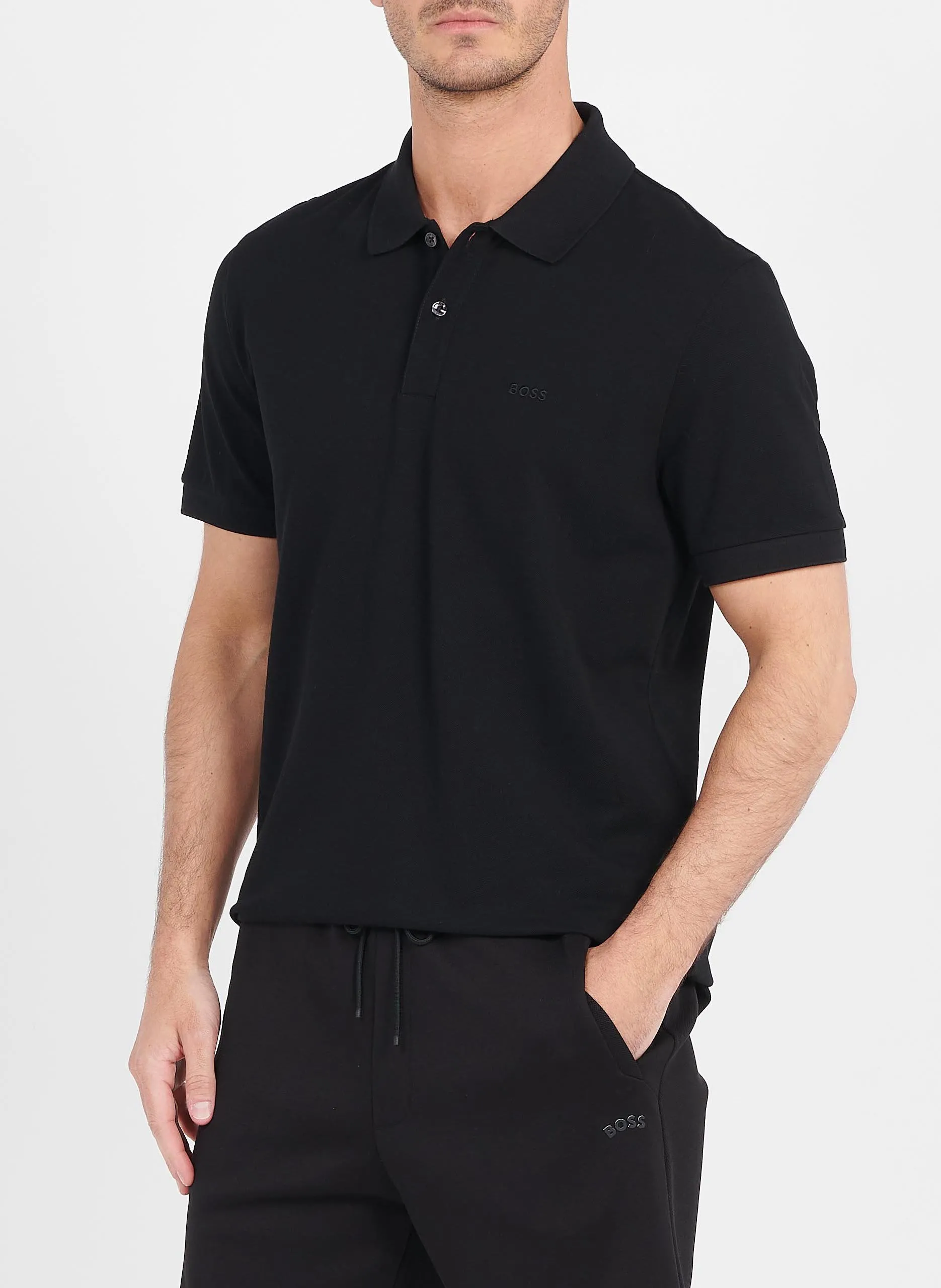 Polo regular-fit en coton bio Noir