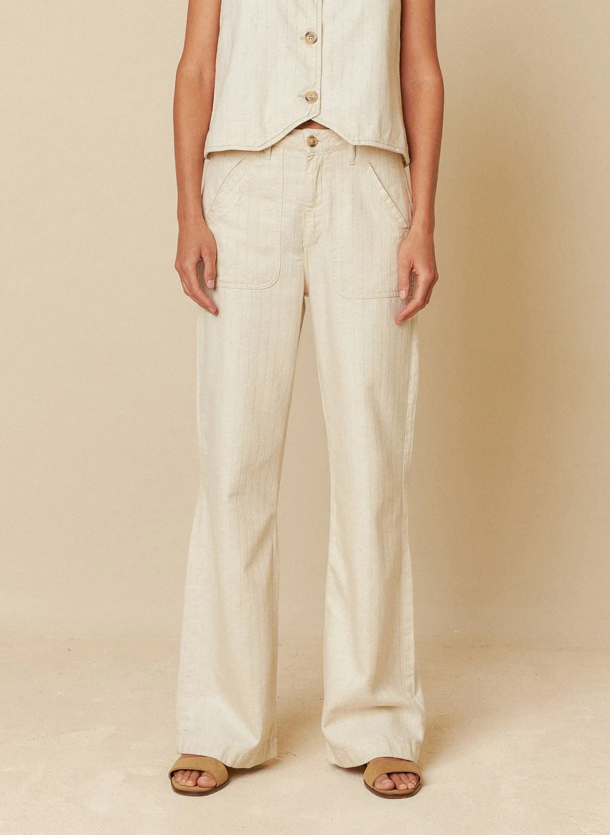 Gilet de tailleur en coton mélangé Beige