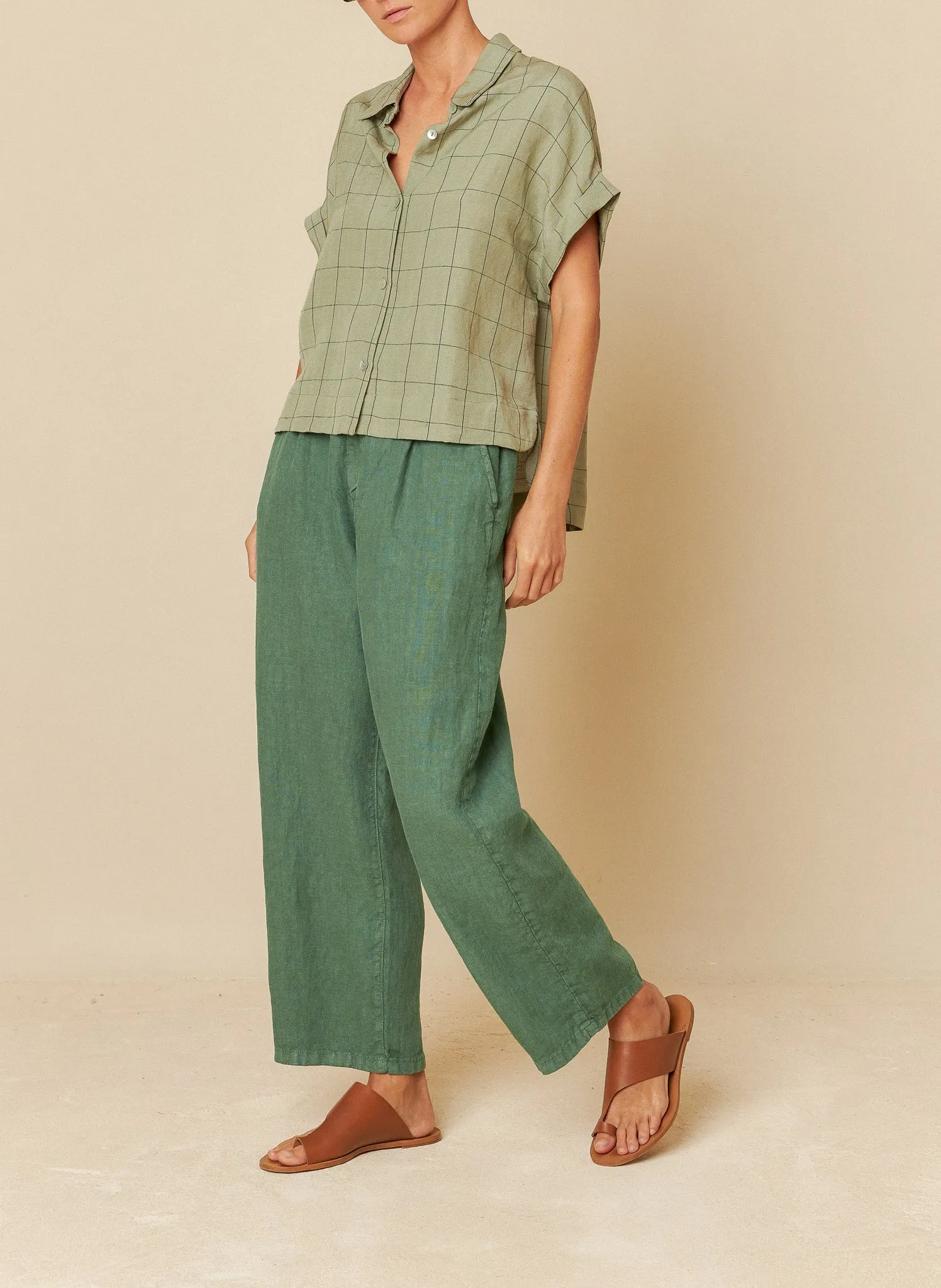 Chemise oversize en lin mélangé Beige