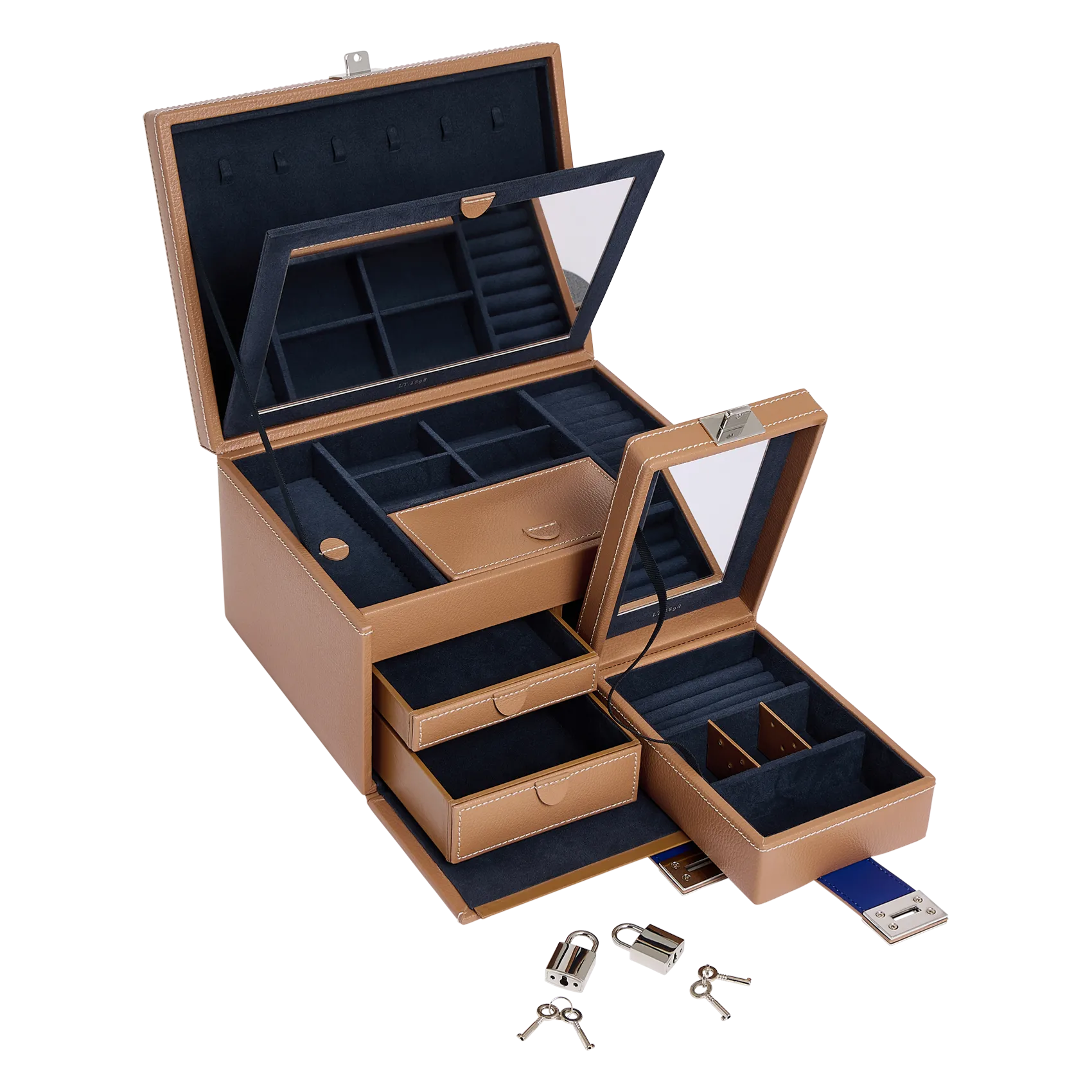 Boîte à bijoux en cuir Beige