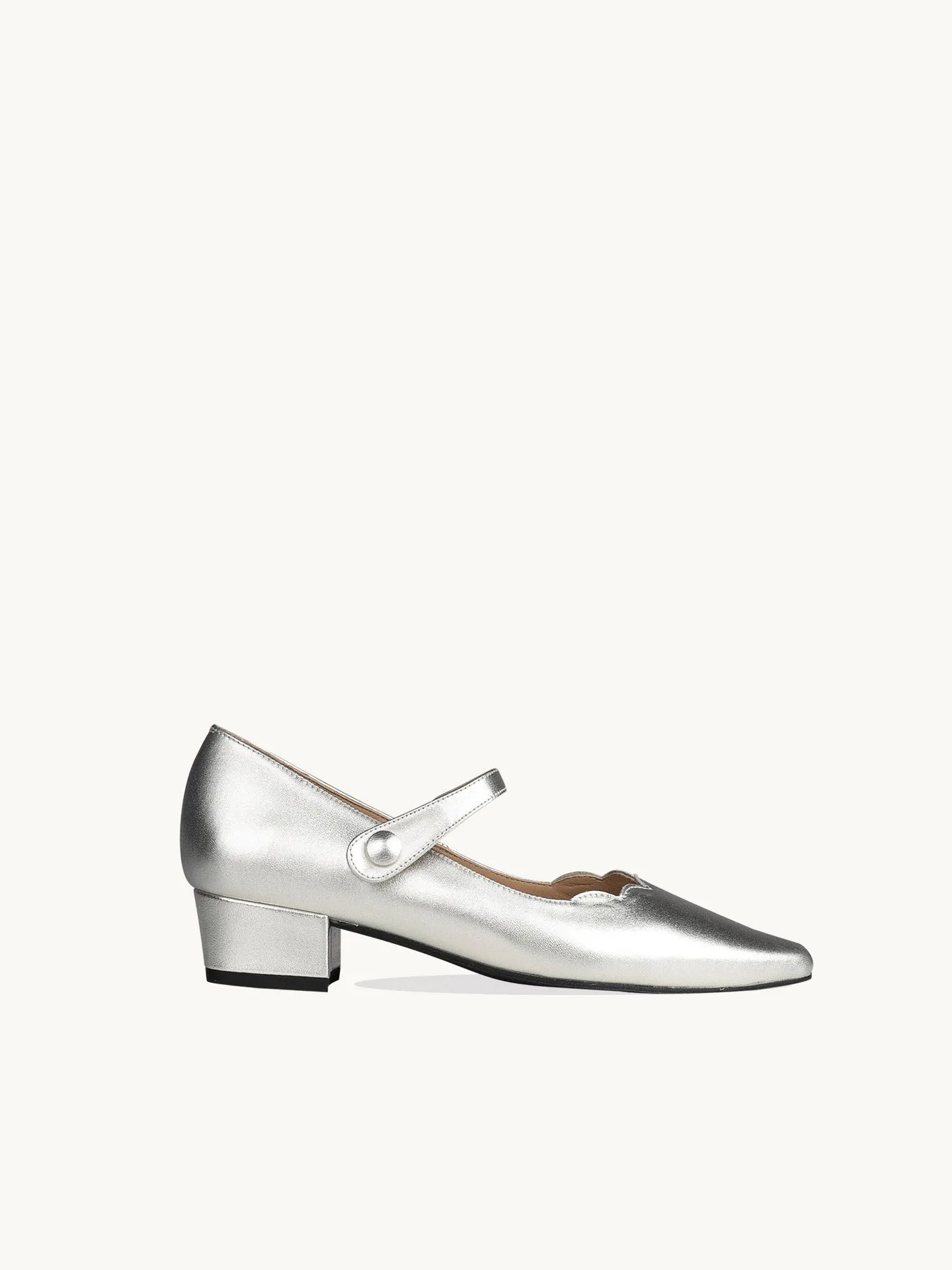 Babies pointures à petit talon en cuir métallisé Argent CARLA SILVER