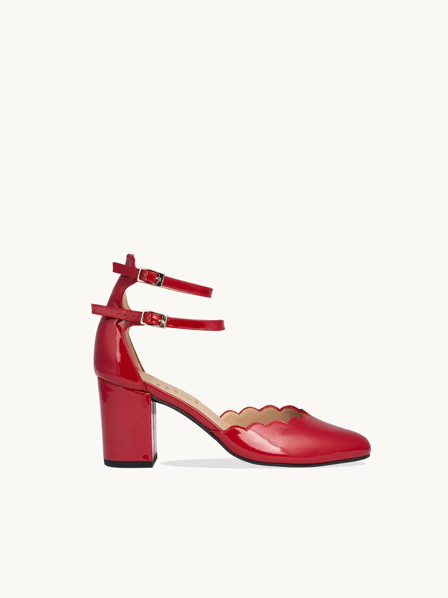 Babies à talon en cuir verni Rouge FLAVIE RED