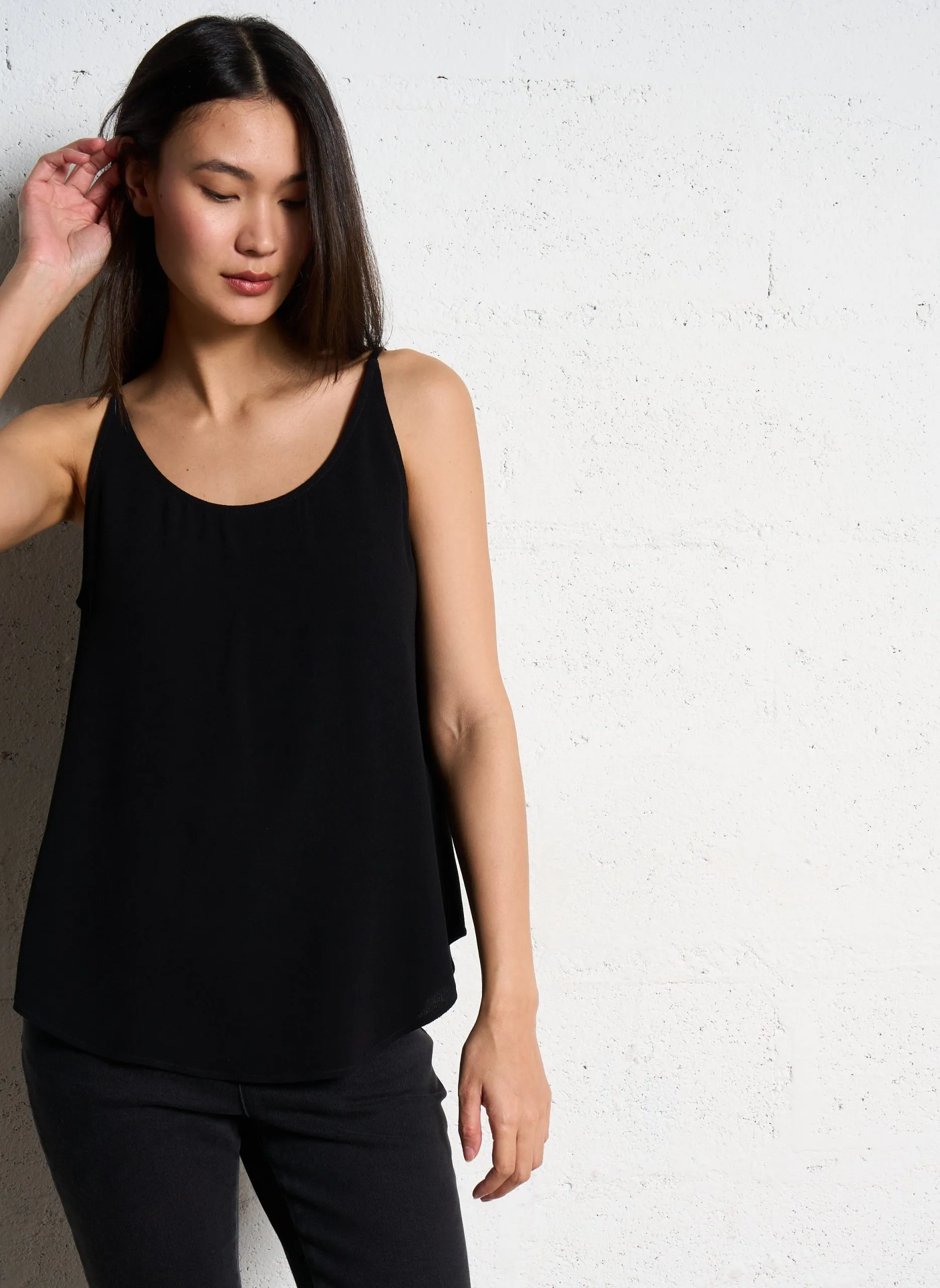 Top à bretelles en crêpe Noir FIGUE