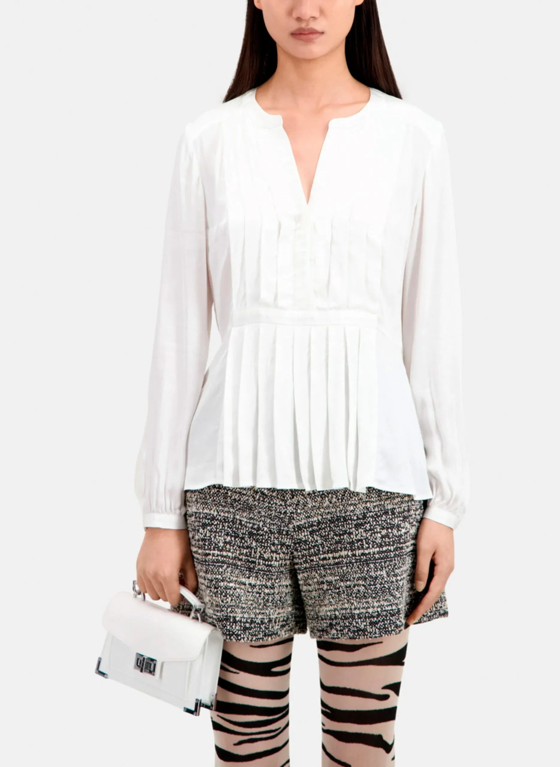 Top col tunisien plissé Multicolore