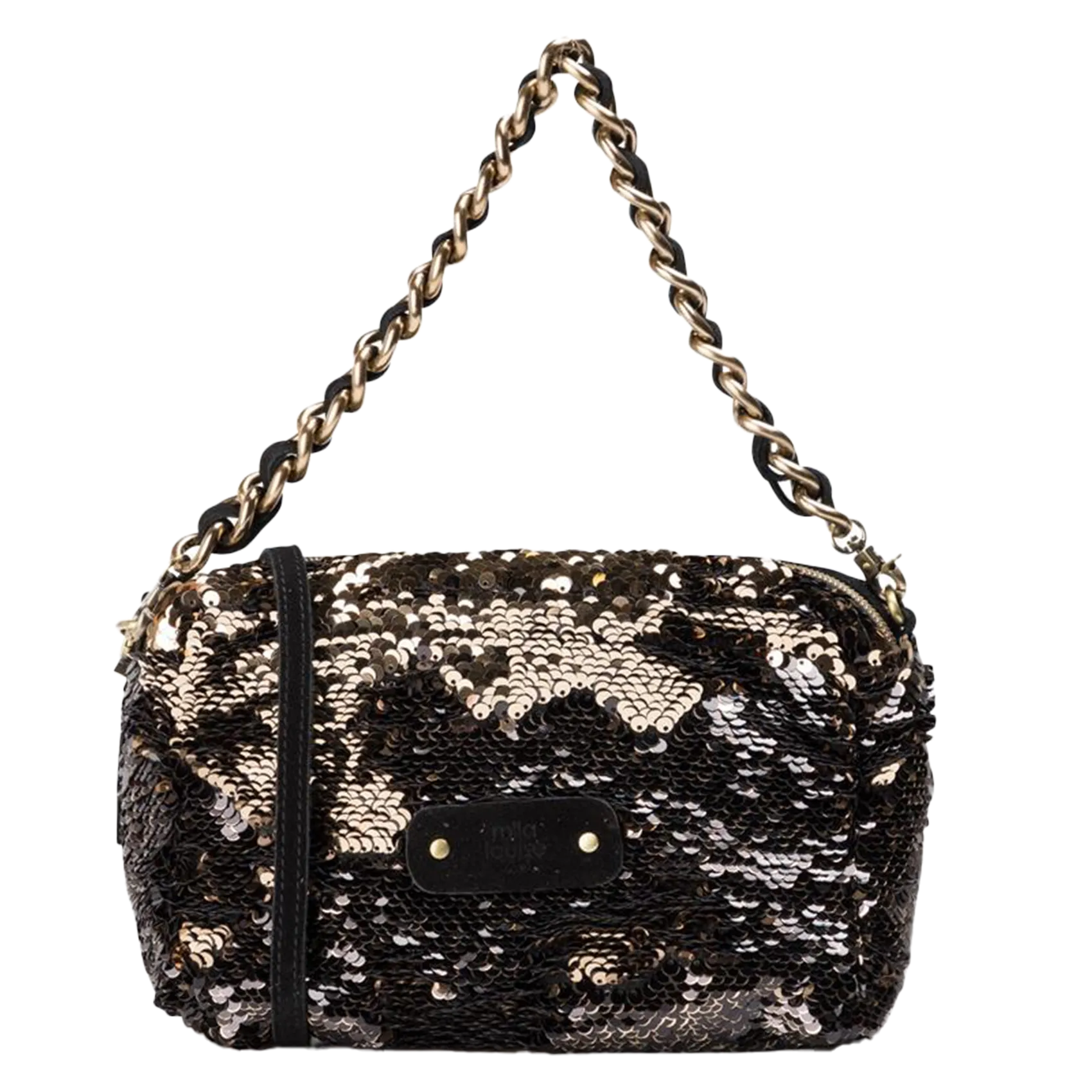 Besace à sequins en toile Noir