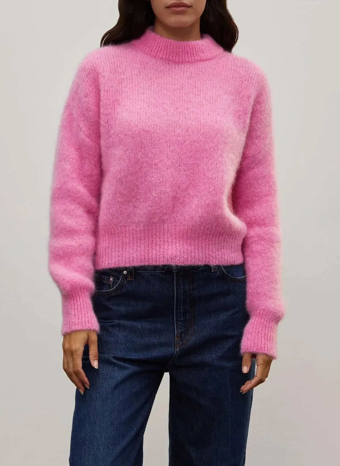 Pull col rond en laine mélangée Rose JANE