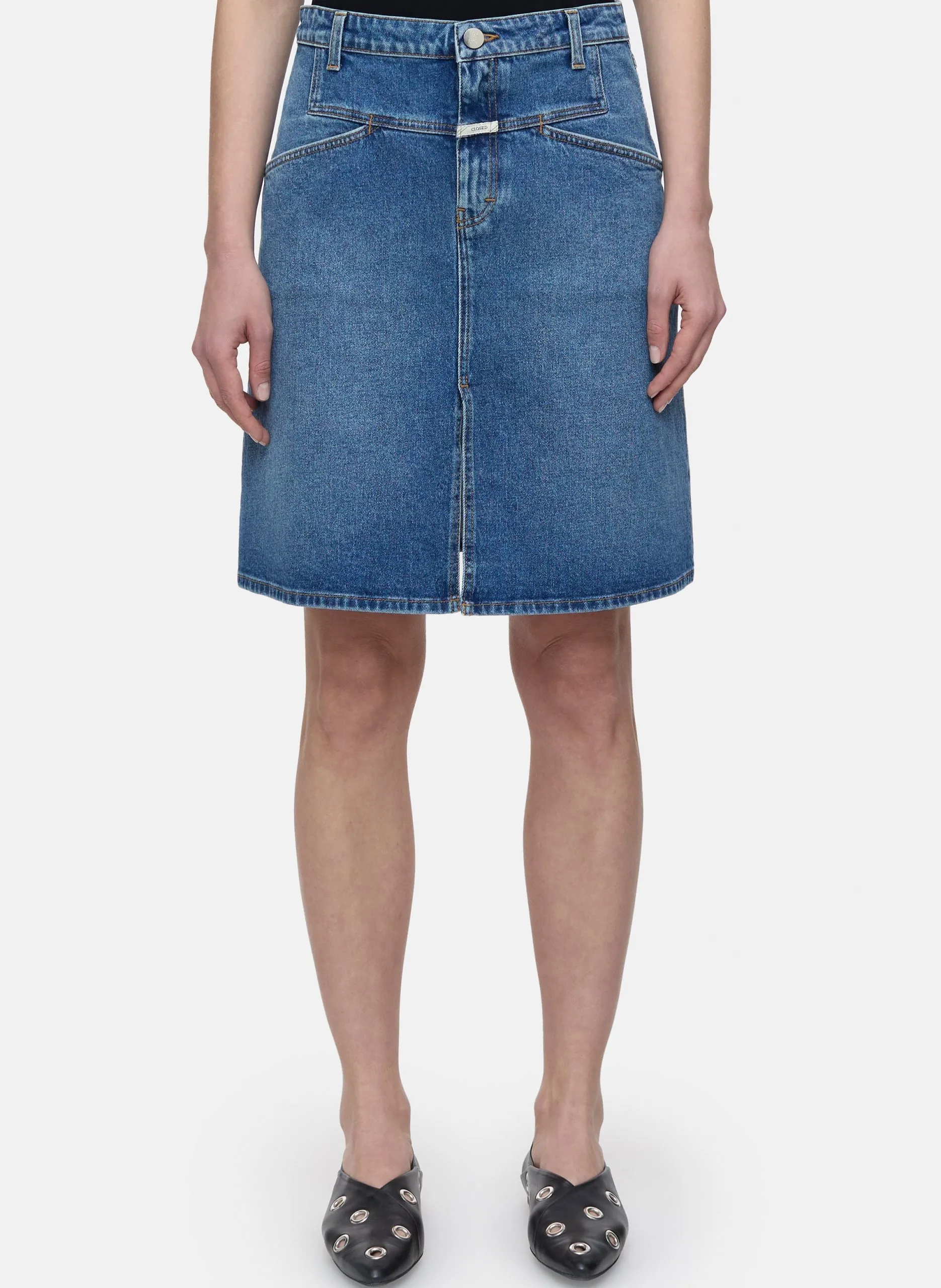 Jupe courte en coton mélangé Bleu STOVER