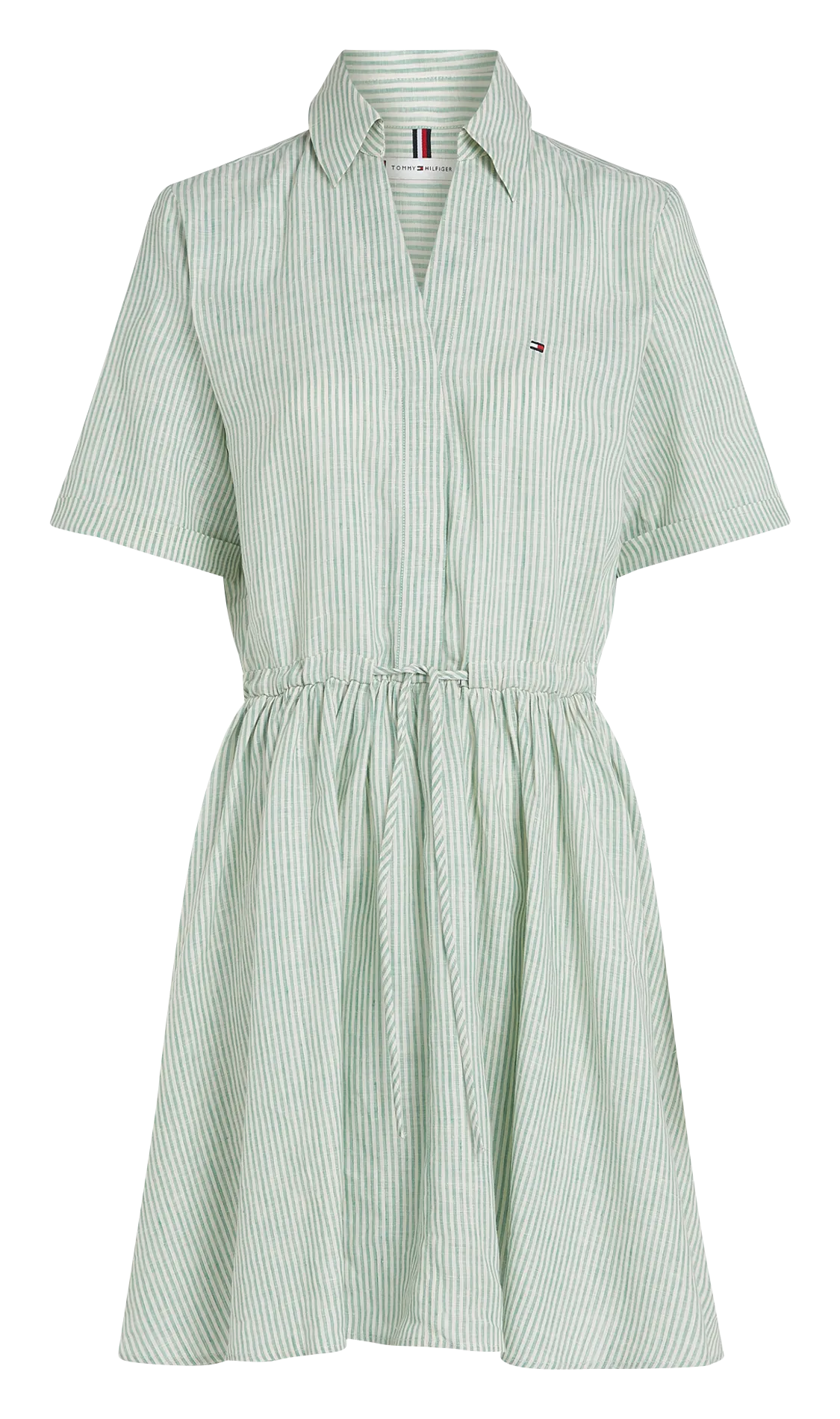 Robe courte cintrée en lin Vert