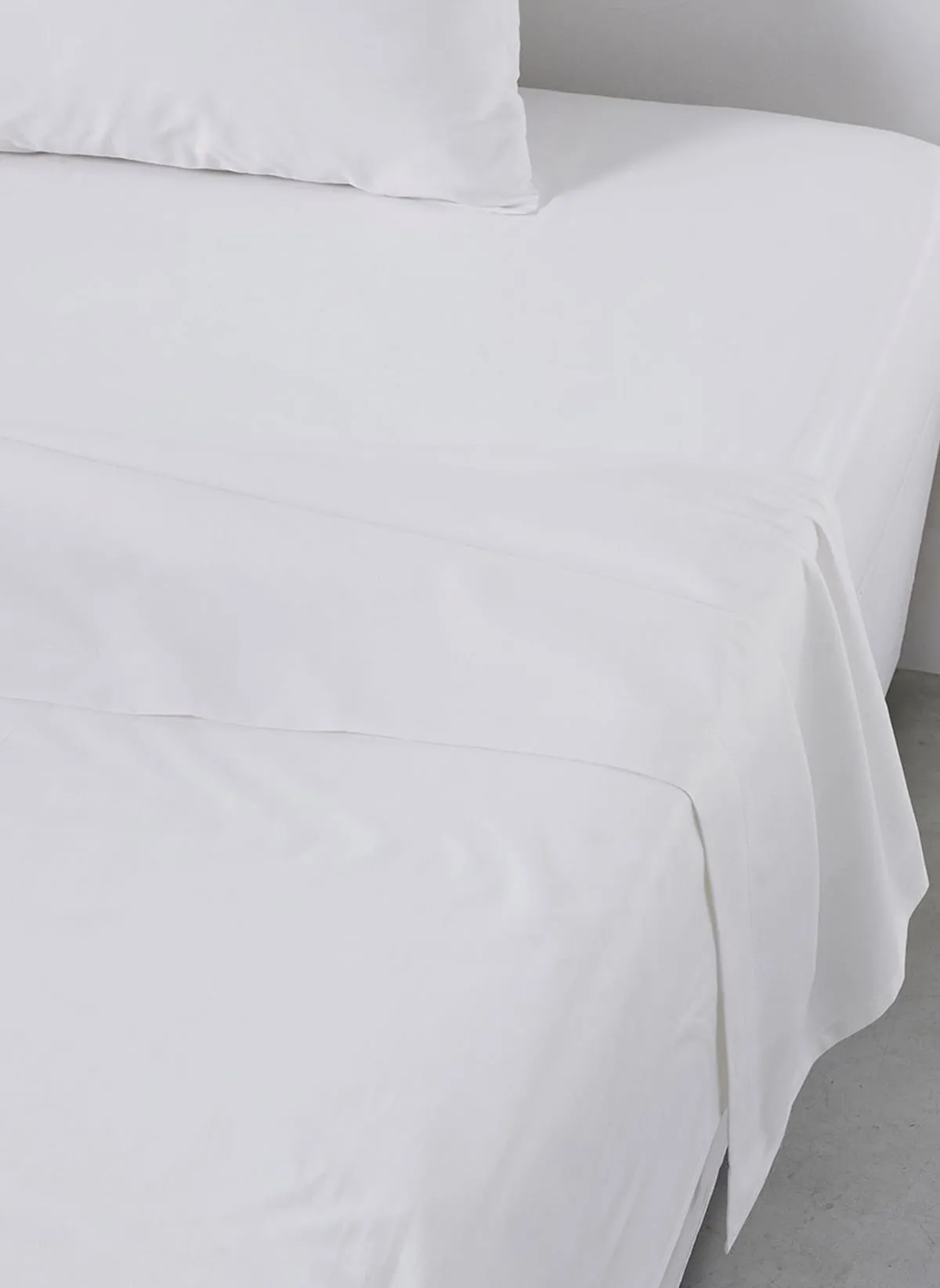 Drap plat pour lit uni en coton Blanc ESSENTIAL