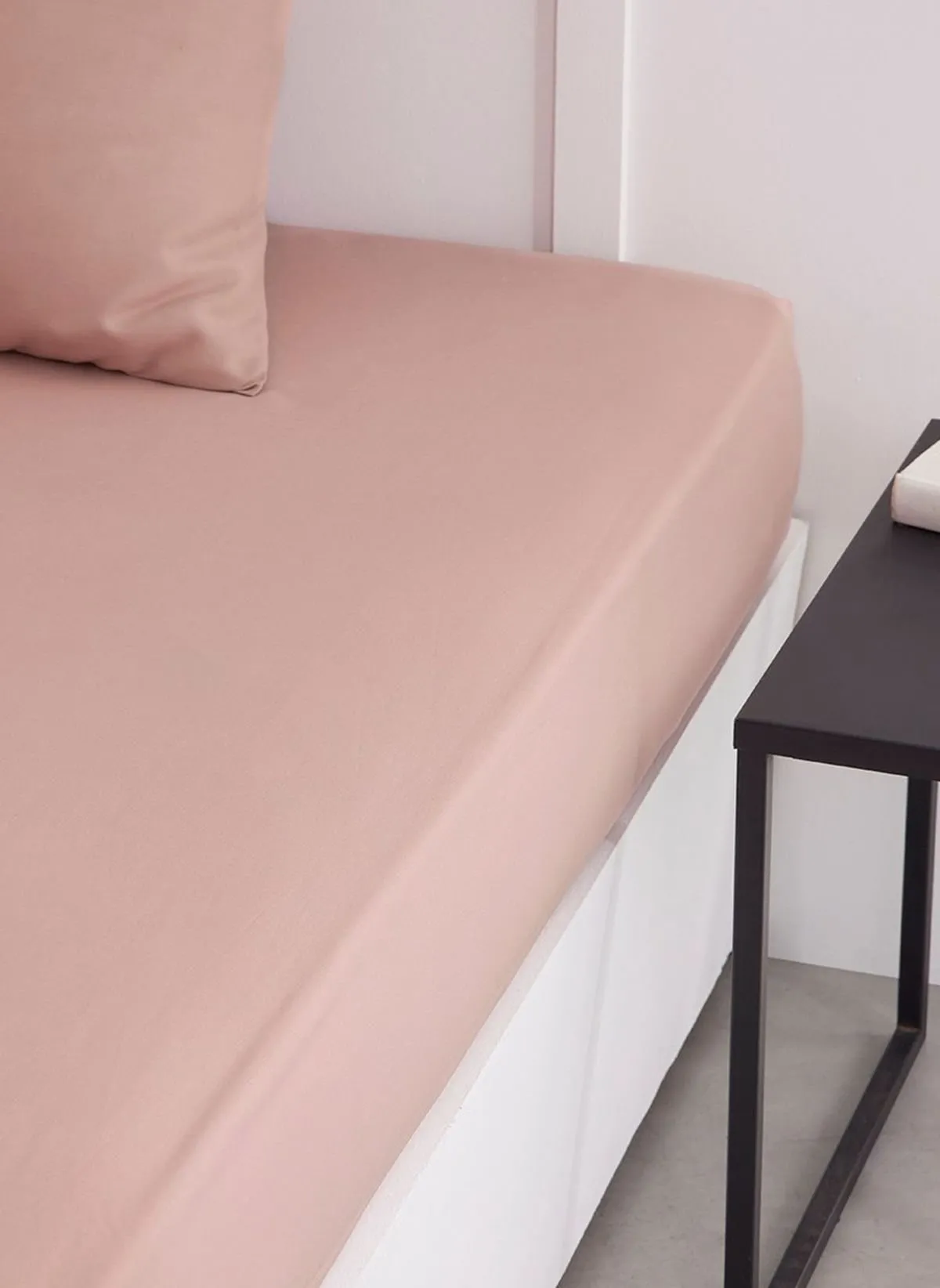 Drap housse uni en coton Rose ESSENTIAL