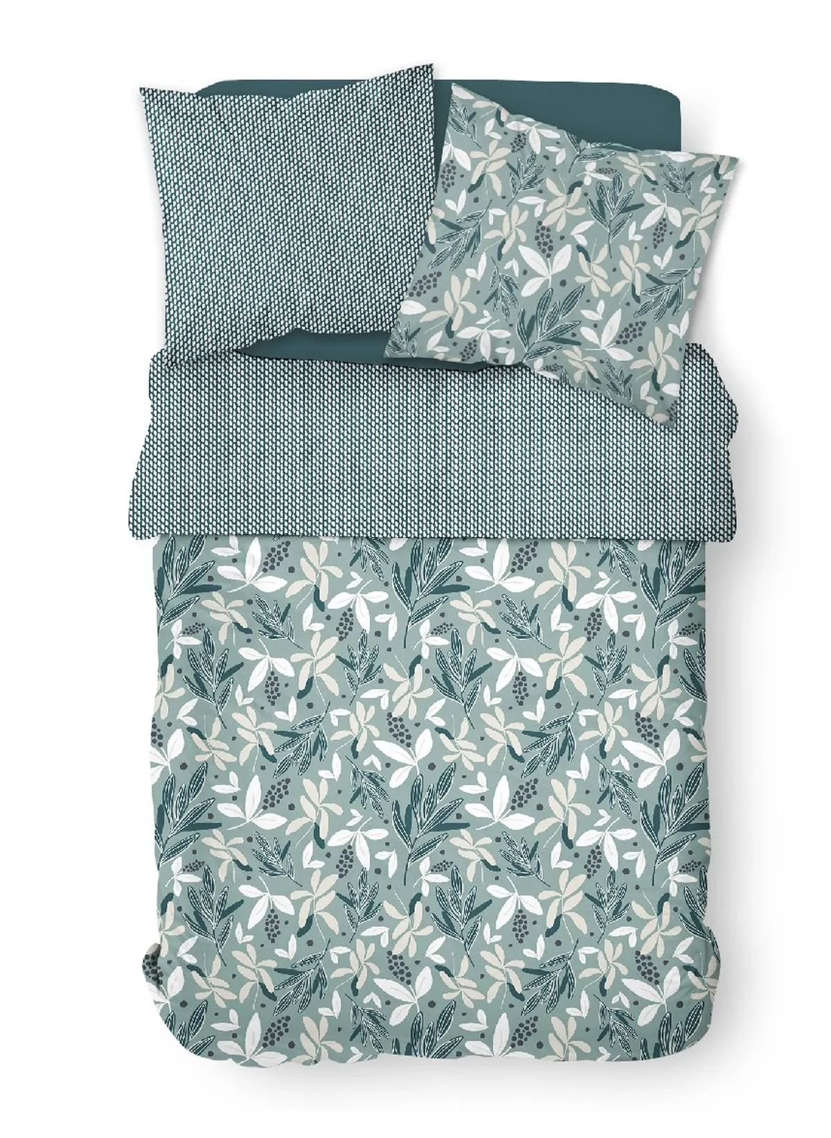 Parure de lit imprimé en coton Vert SUNSHINE AGA