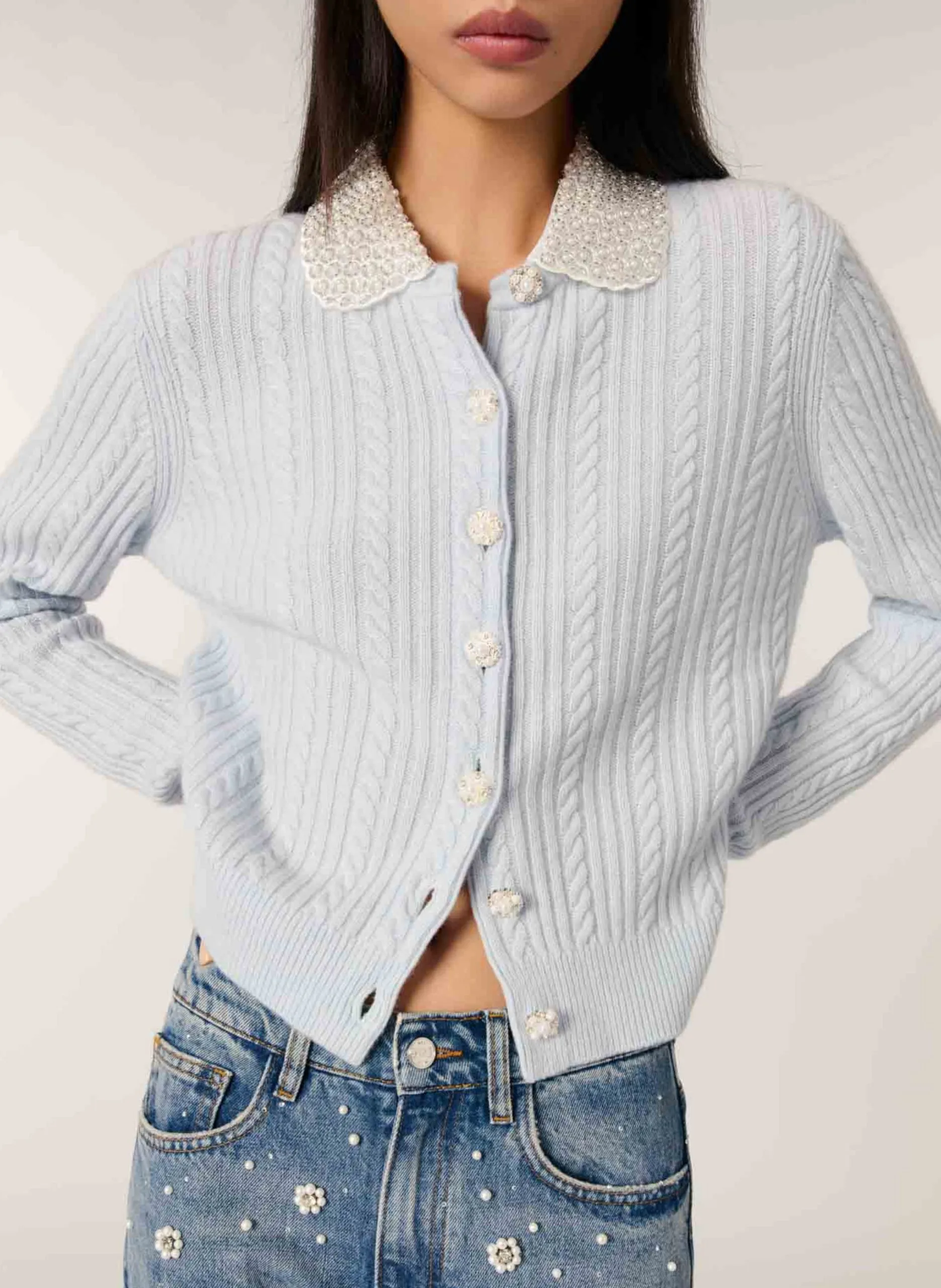 Gilet en laine mélangée Bleu