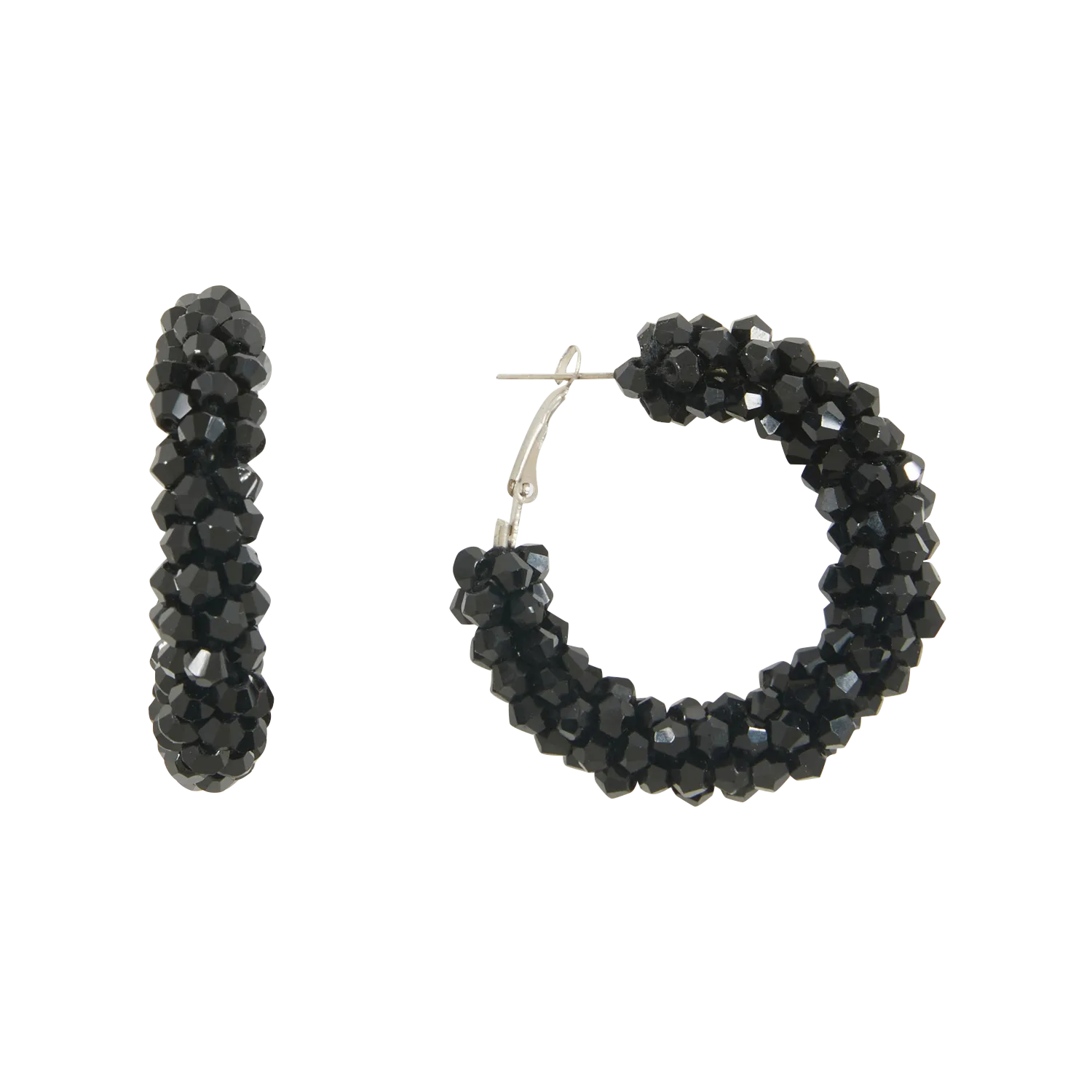 Boucles d'oreilles creoles perles Noir