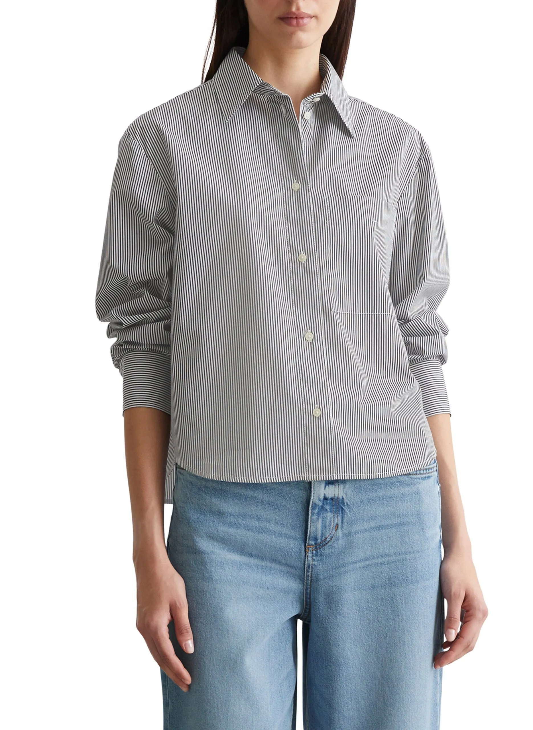 Blouse à rayures cropped en coton Multicolore