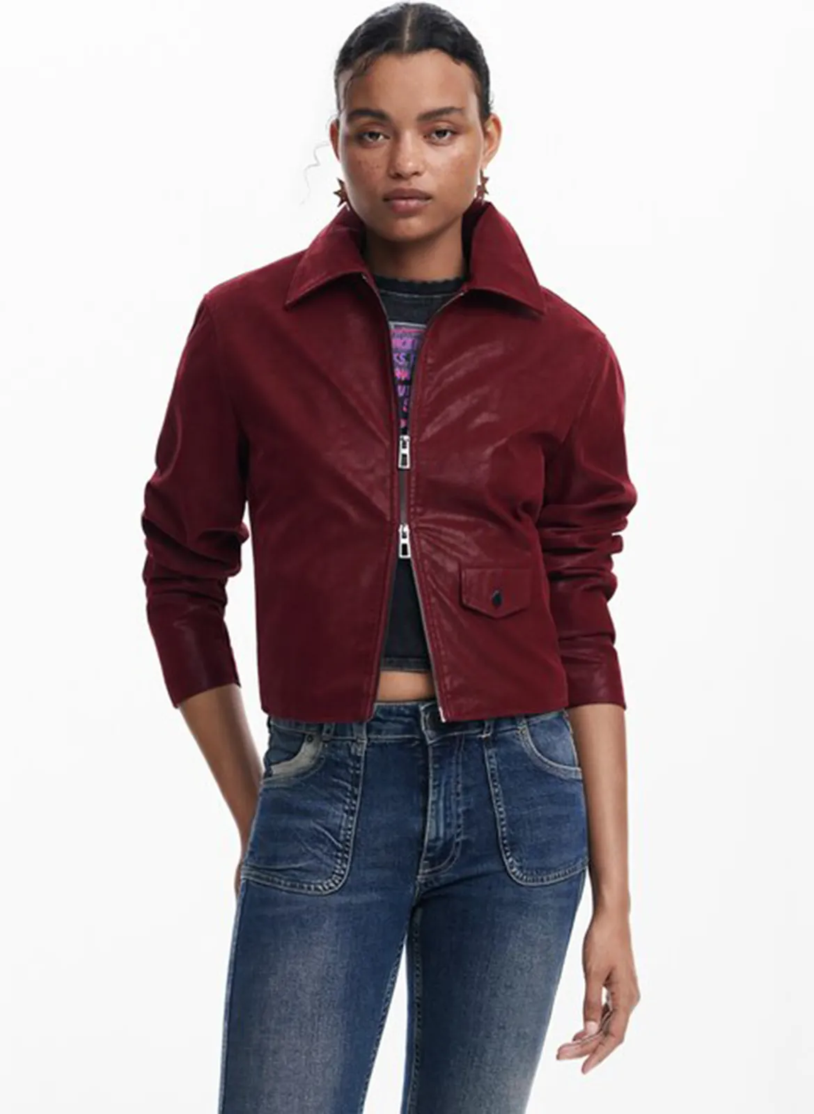 Veste droite courte Rouge