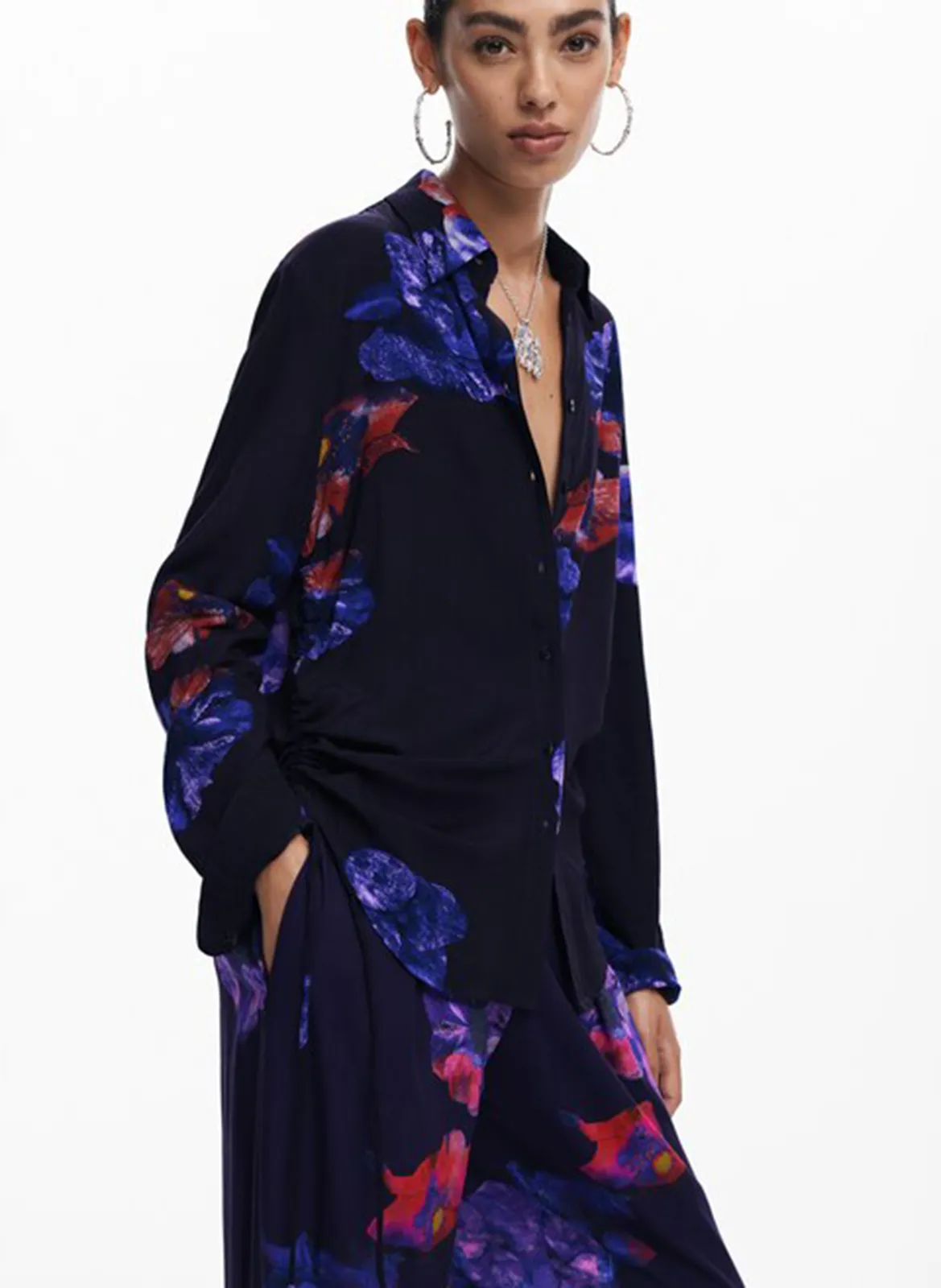 Pantalon droite imprimé Noir