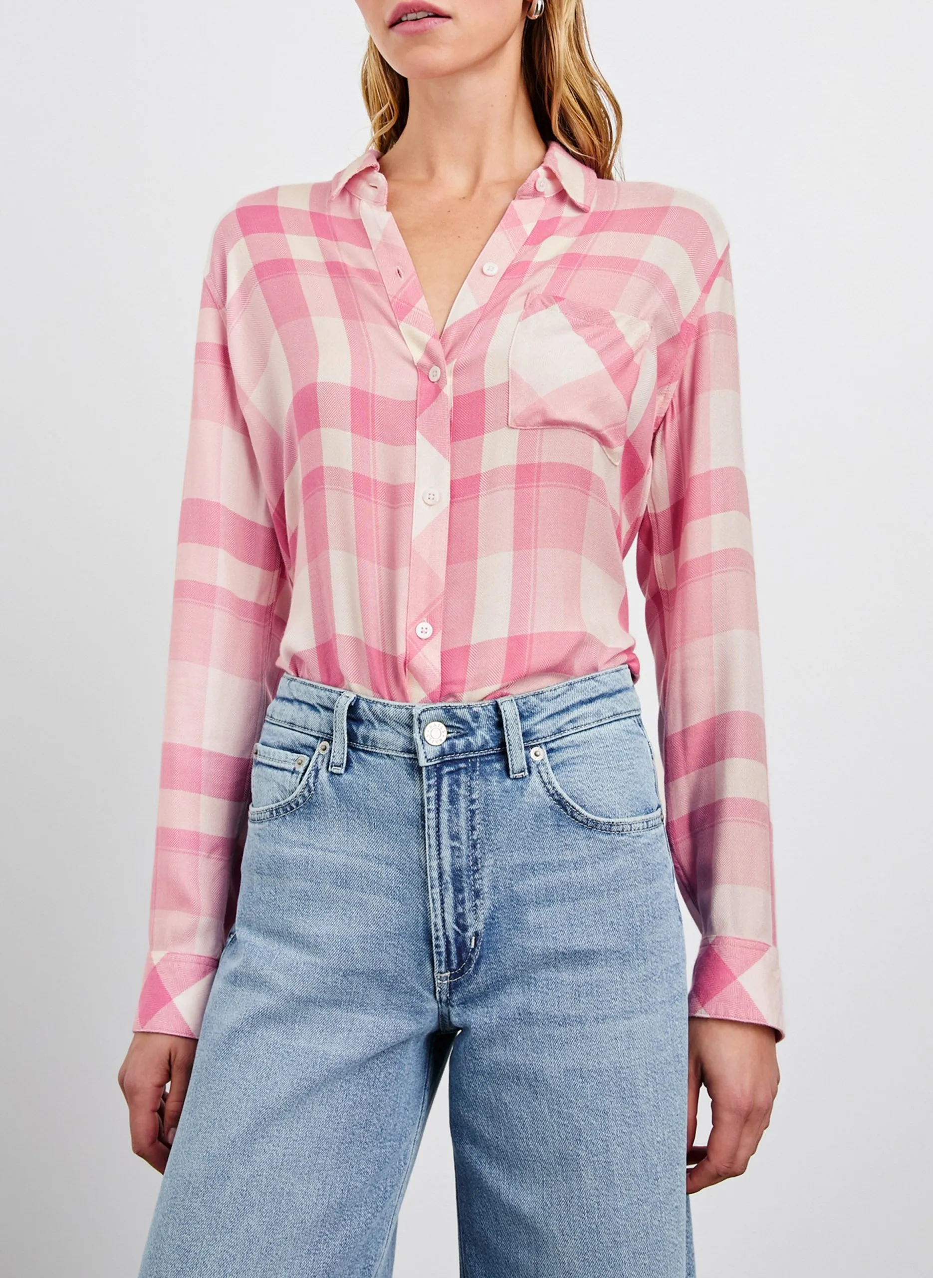 Chemise droite à carreaux Rose HUNTER