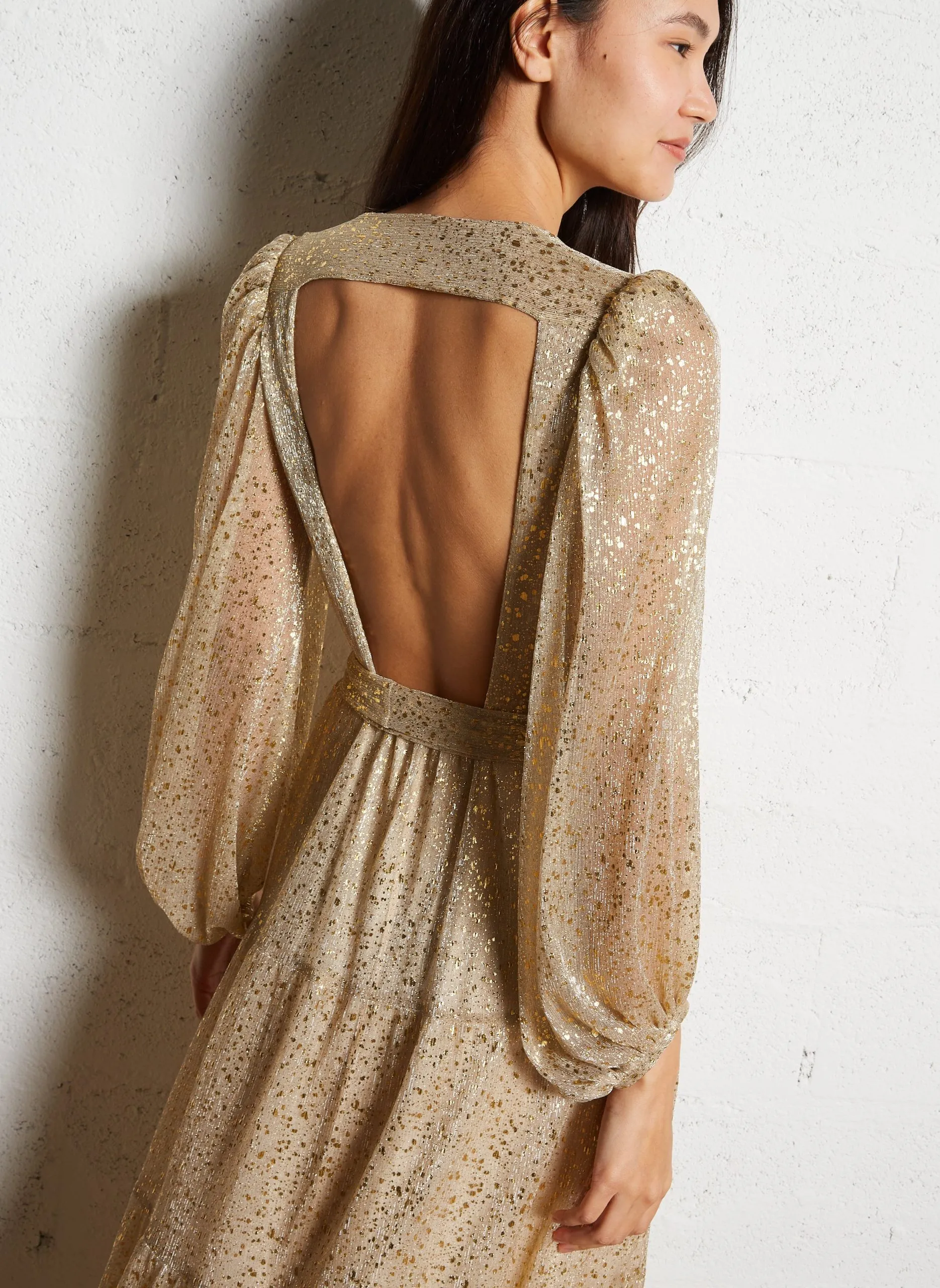 Robe longue pailletée Doré CALA