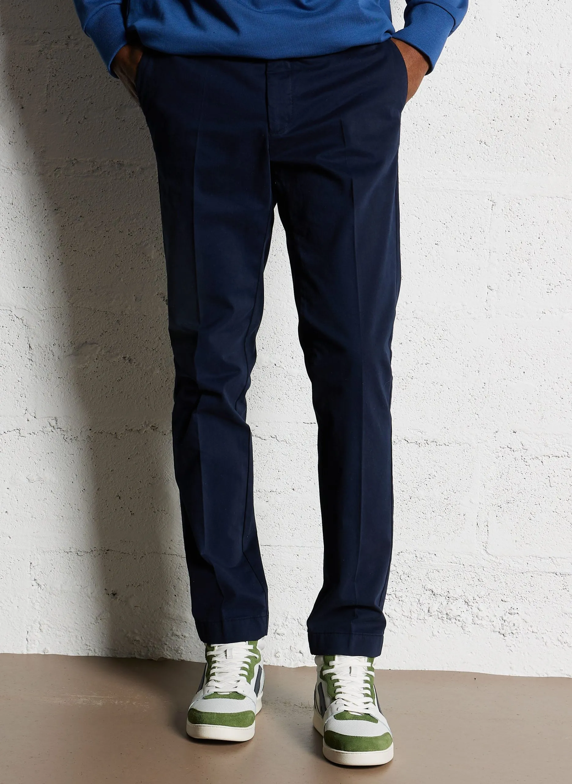 Pantalon chino en coton mélangé Bleu