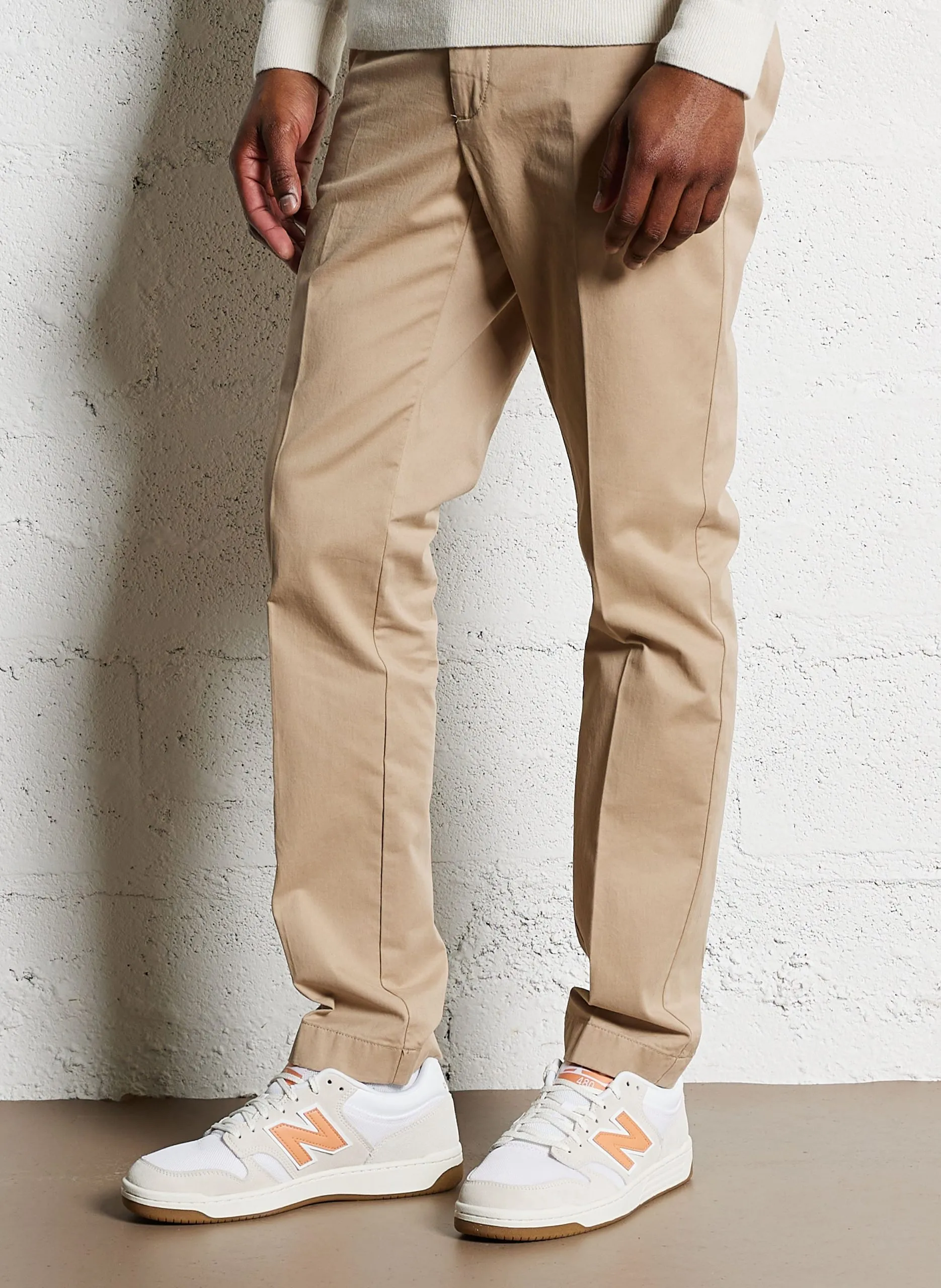 Pantalon chino en coton mélangé Beige