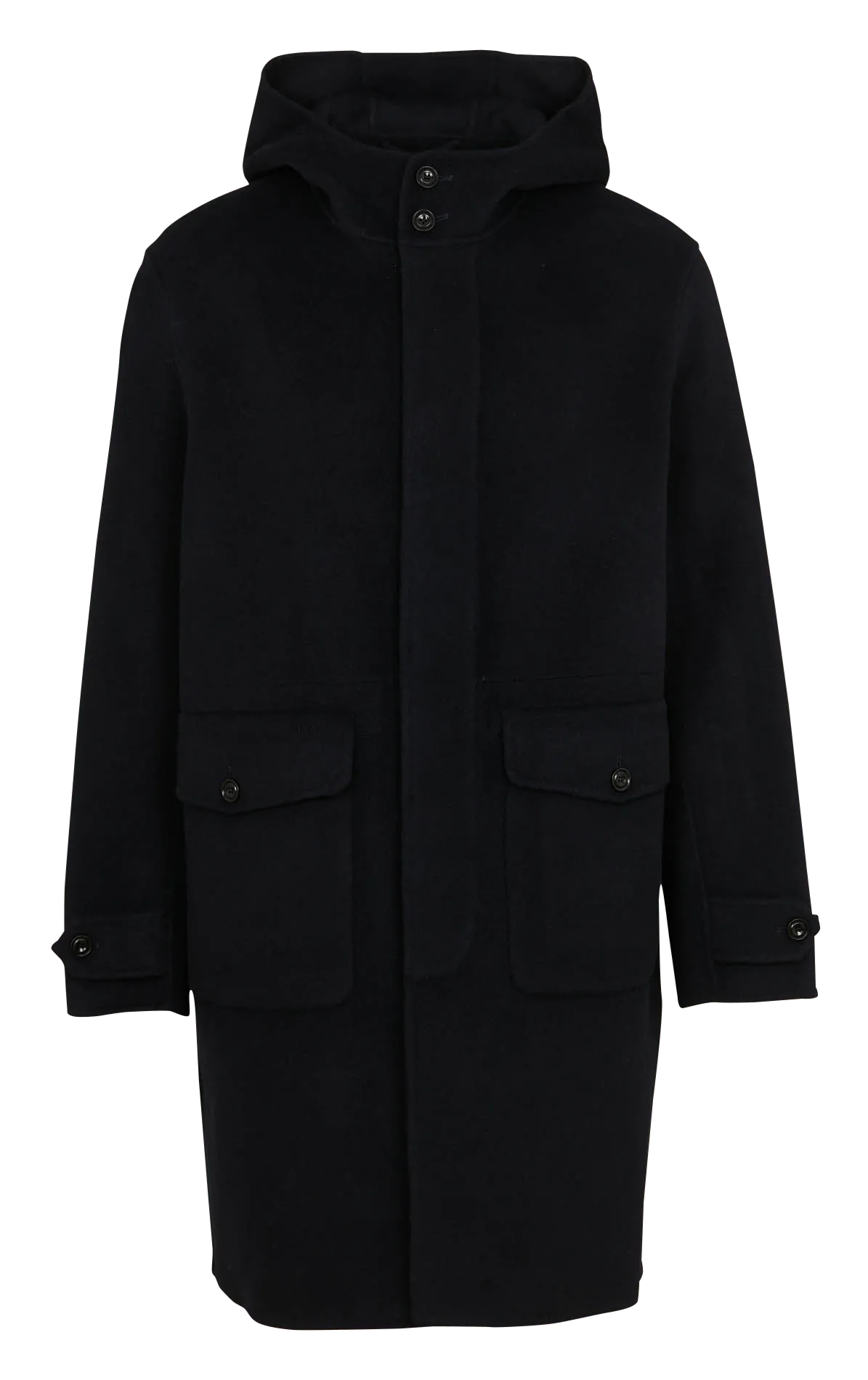 Manteau long à capuche en laine mélangée Bleu COREY