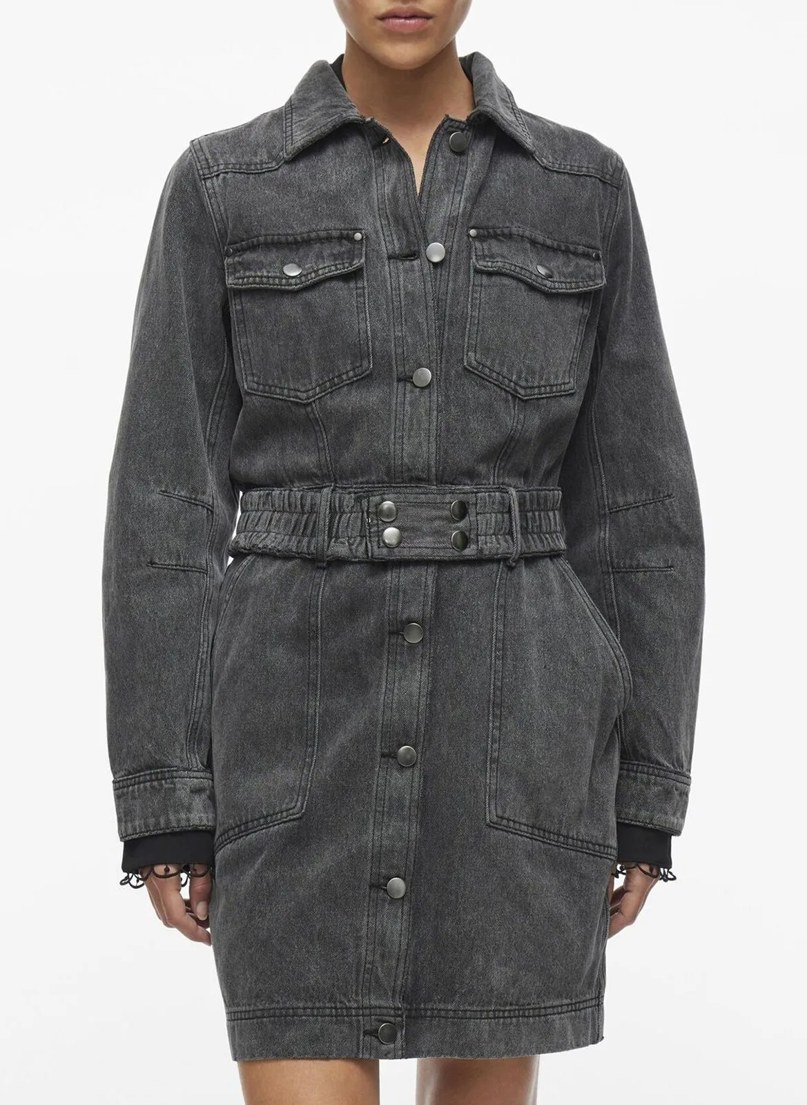 Robe courte en coton mélangé Noir