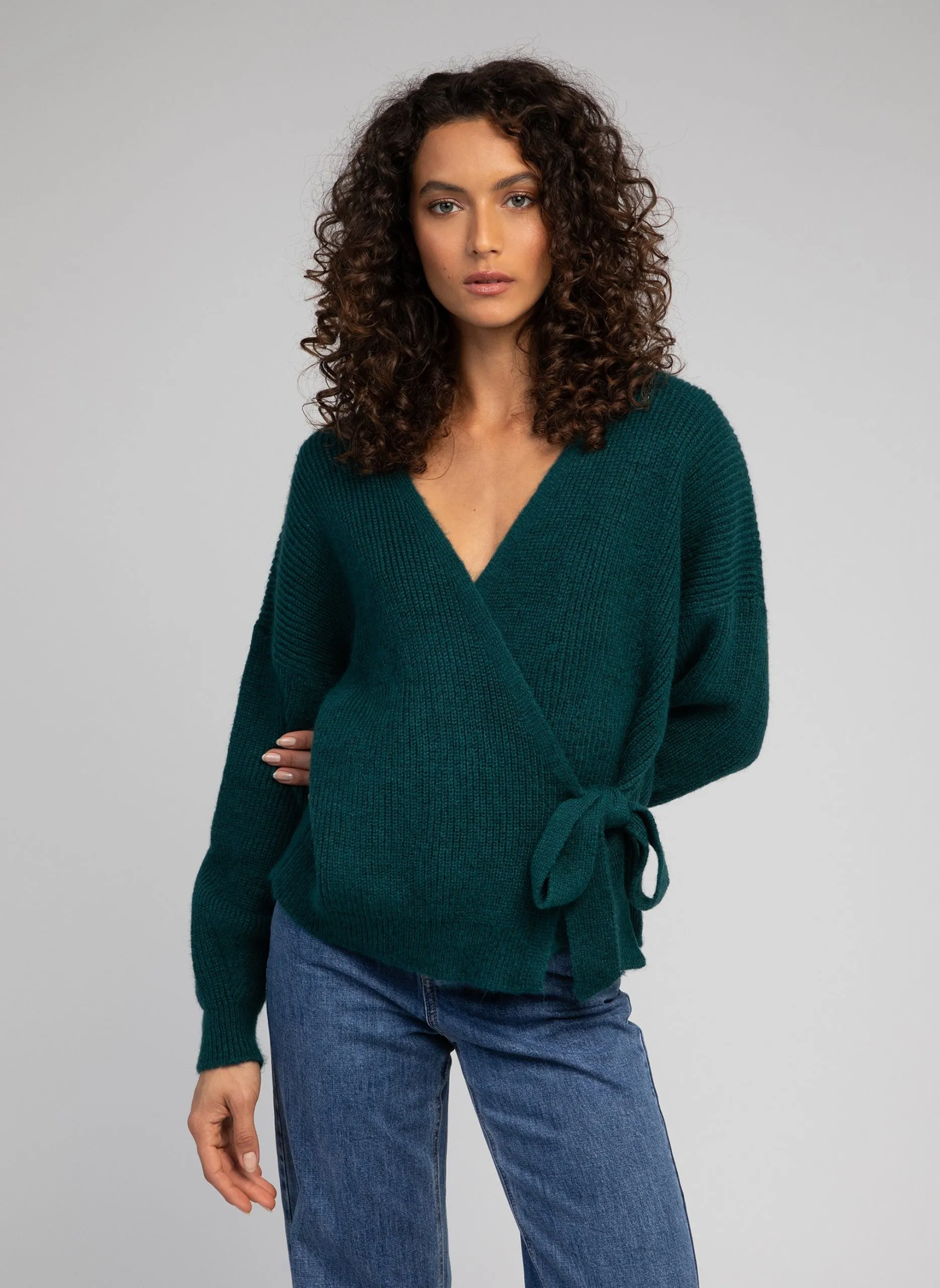 Cardigan col V Bleu LENINONA