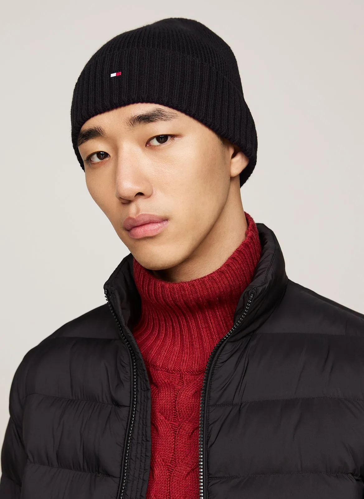 Bonnet en coton bio mélangé Noir