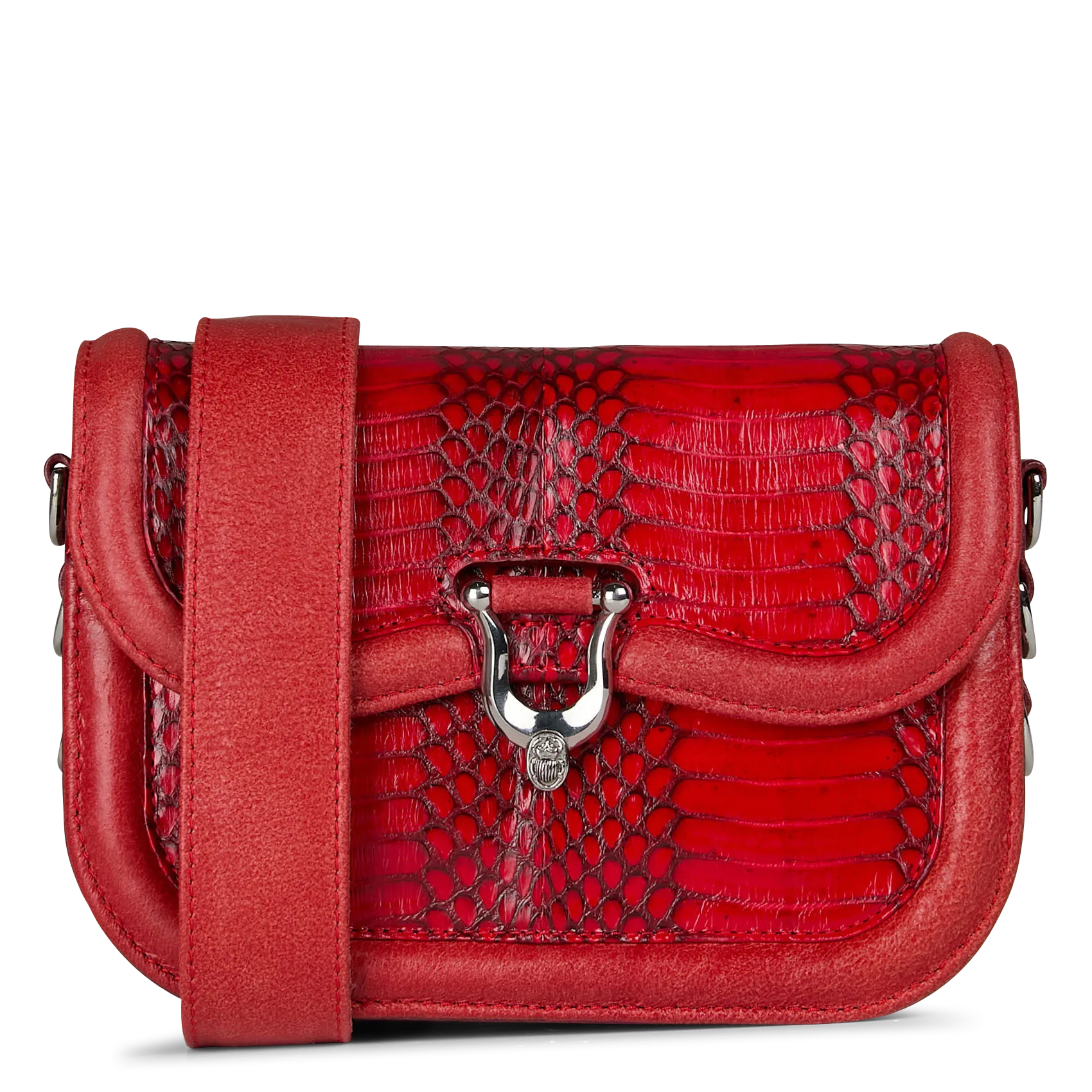 Sac bandoulière en cuir cobra Rouge MANON