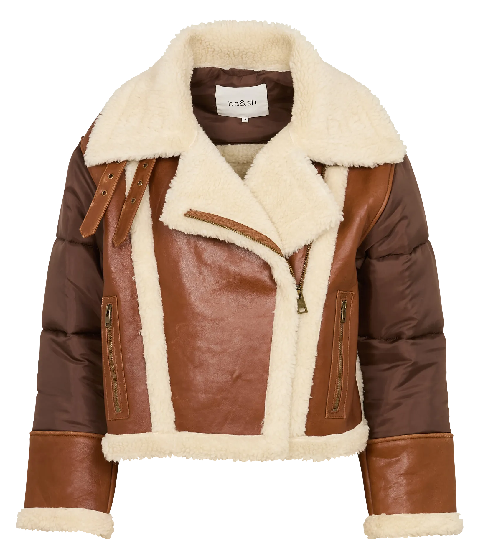 Blouson col tailleur en fourrure synthétique Marron EXPLORA