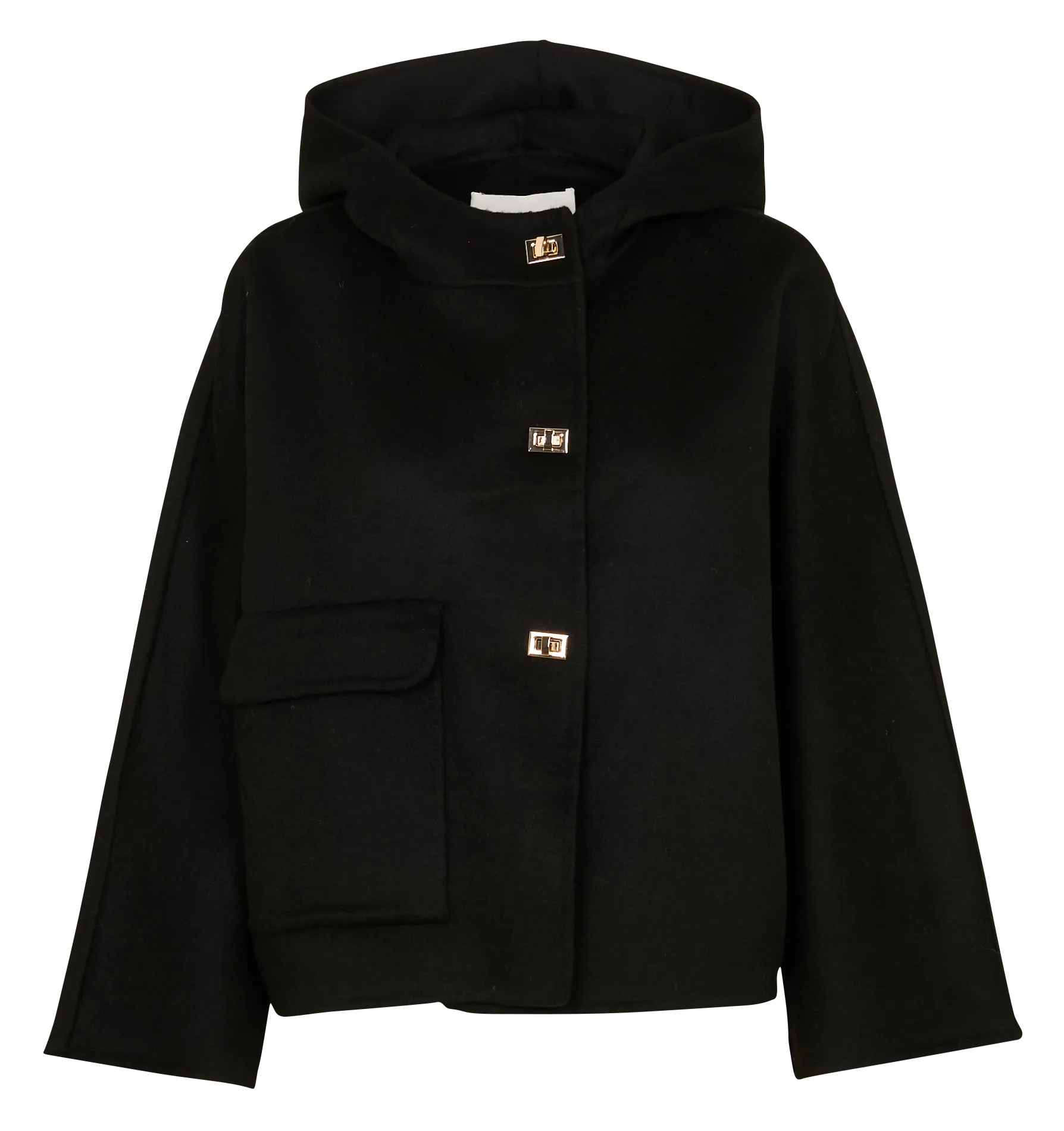 Manteau ample col montant en laine mélangée Noir KOVE