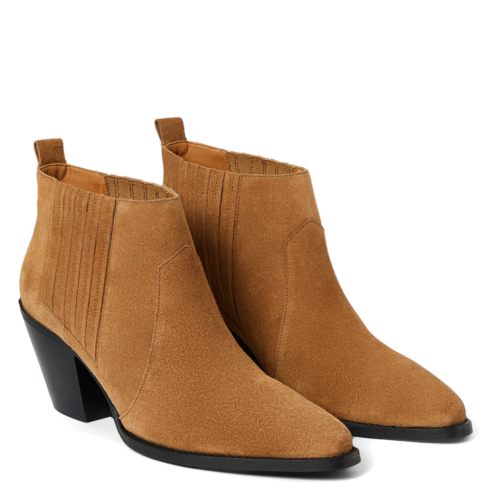 Boots à talon en cuir velours Marron JESSE