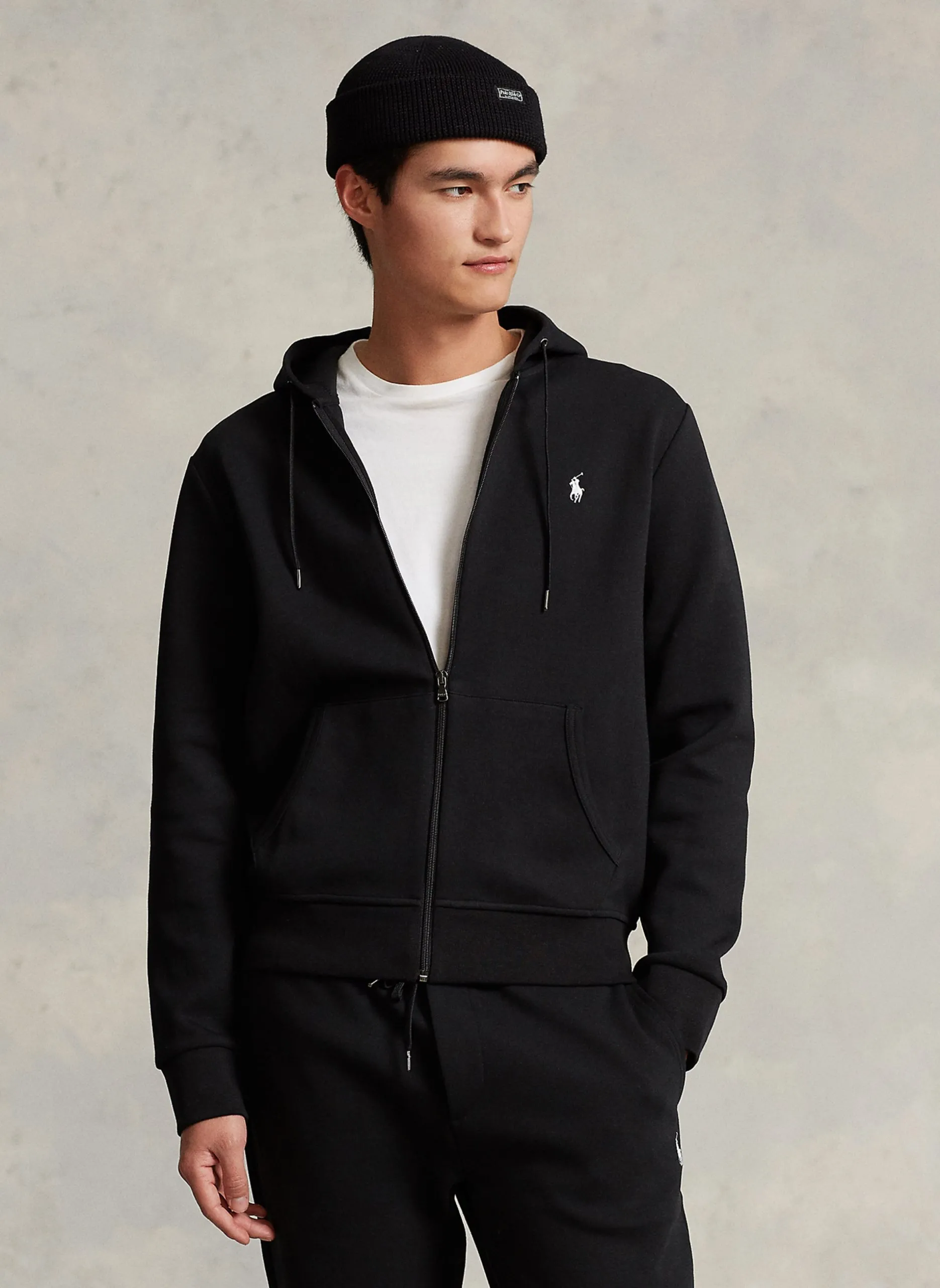 Sweat à capuche en coton mélangé Noir